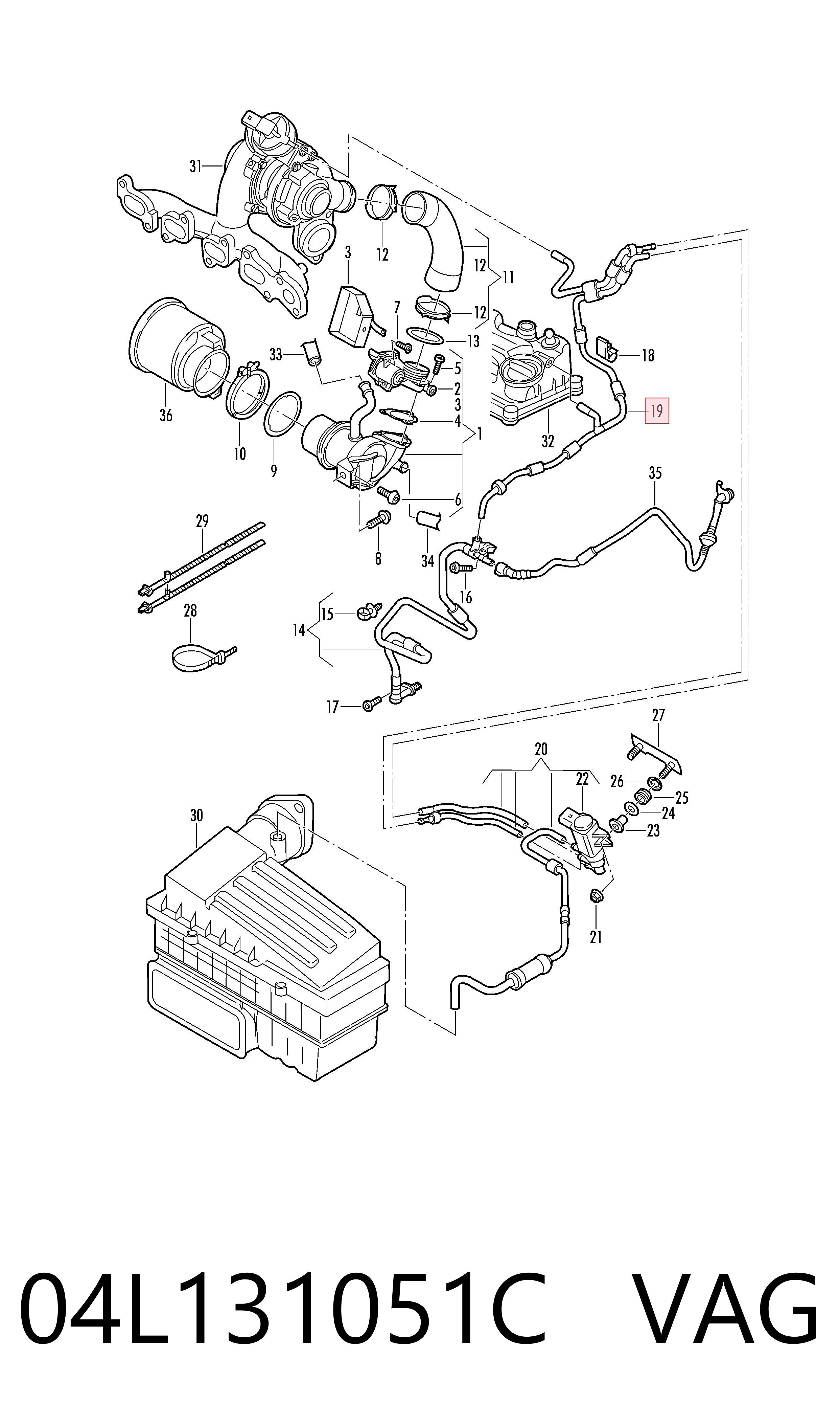 04L131051C VAG Tubo del sistema de recirculación de gases de escape EGR