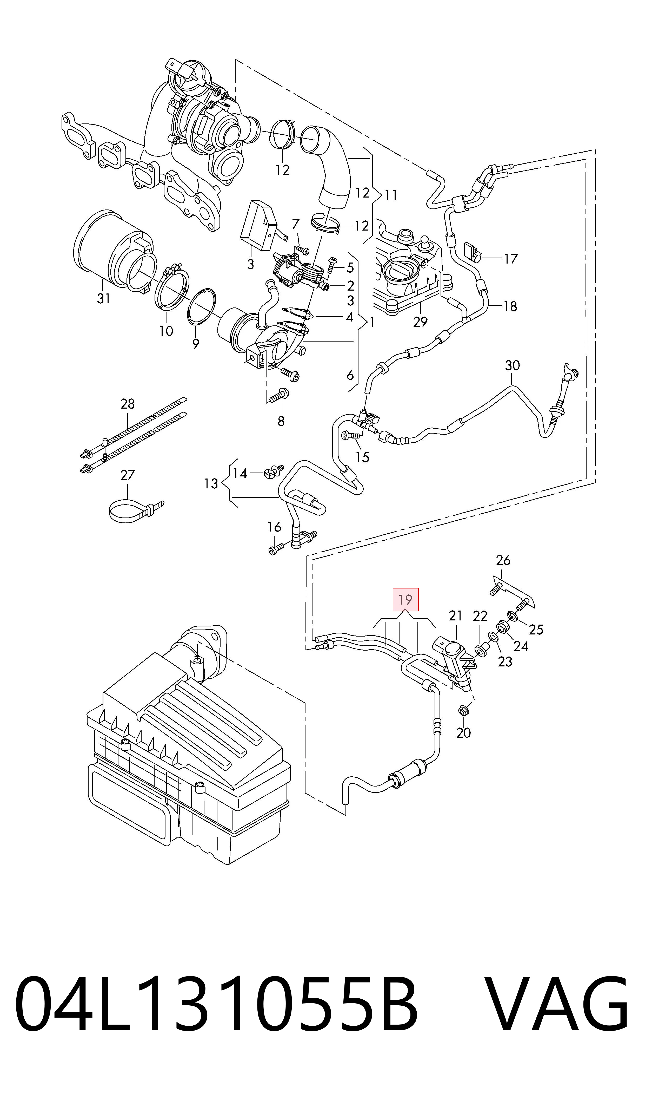 04L131055B VAG Manguera de vacío de control de EGR