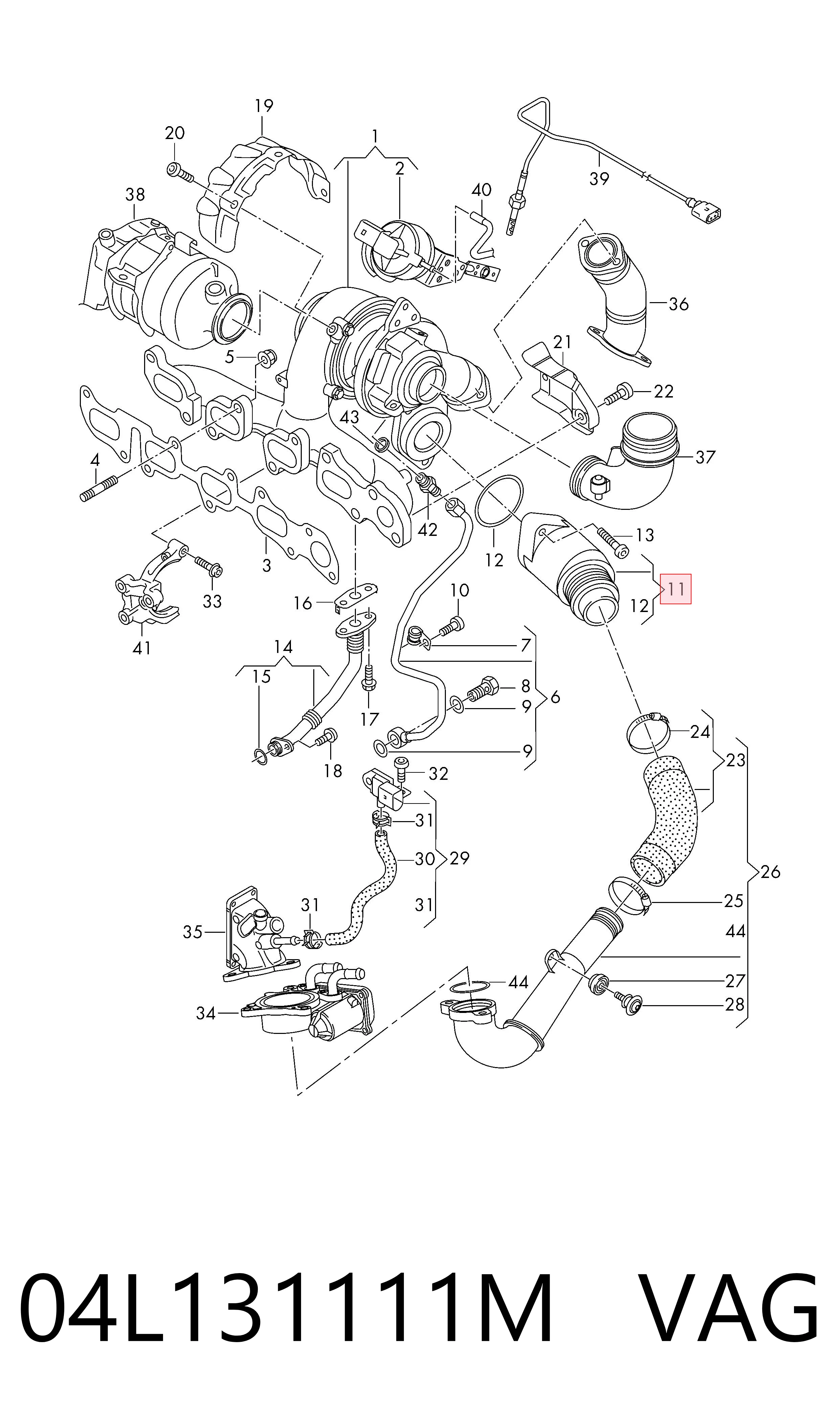 04L131111M VAG Tubo de escape de la turbina