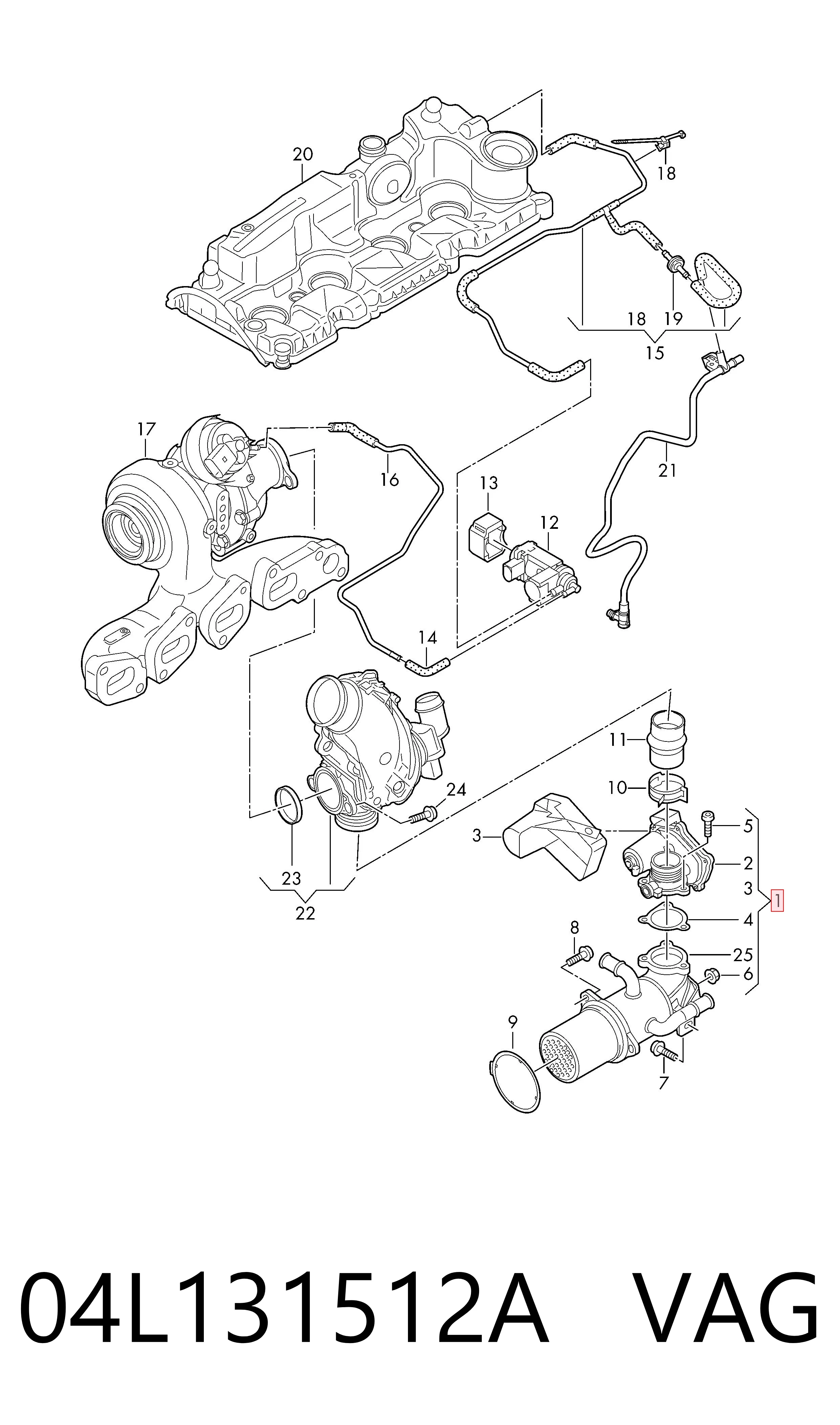 04L131512A VAG Enfriador de recirculación de gases de escape EGR