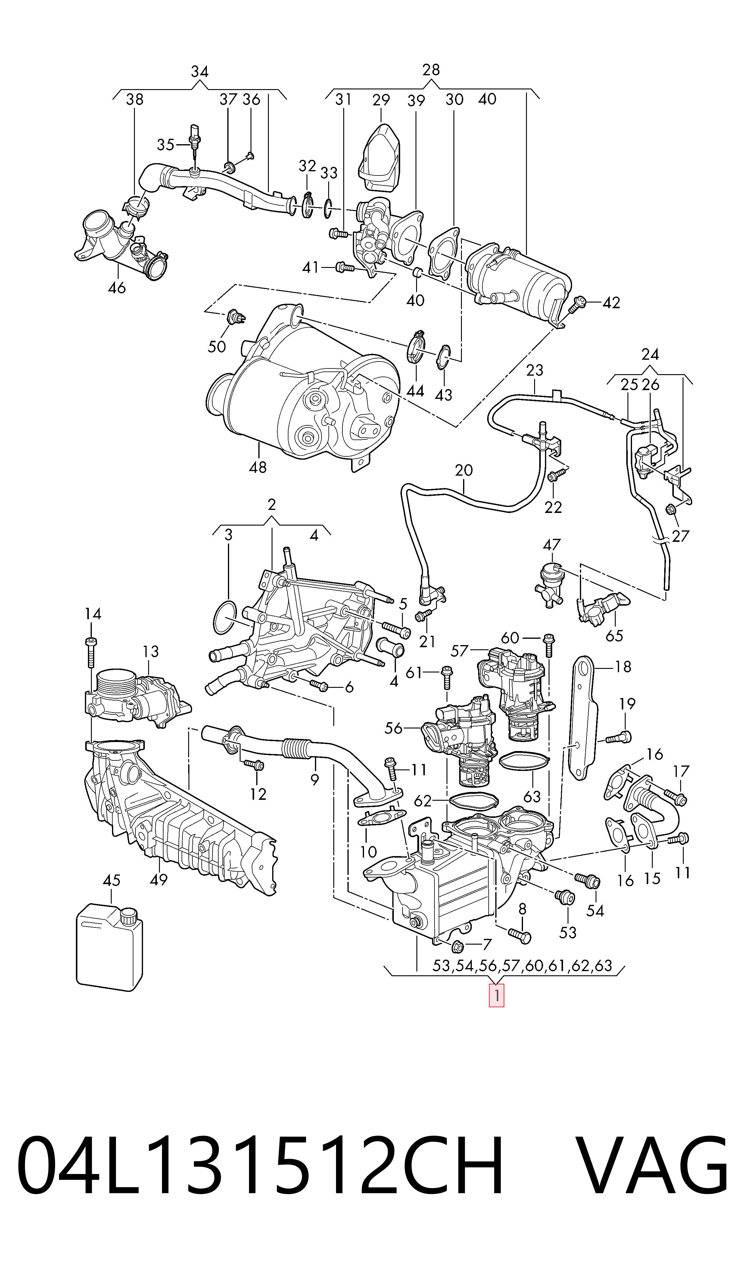 04L131512CH VAG Enfriador de recirculación de gases de escape EGR
