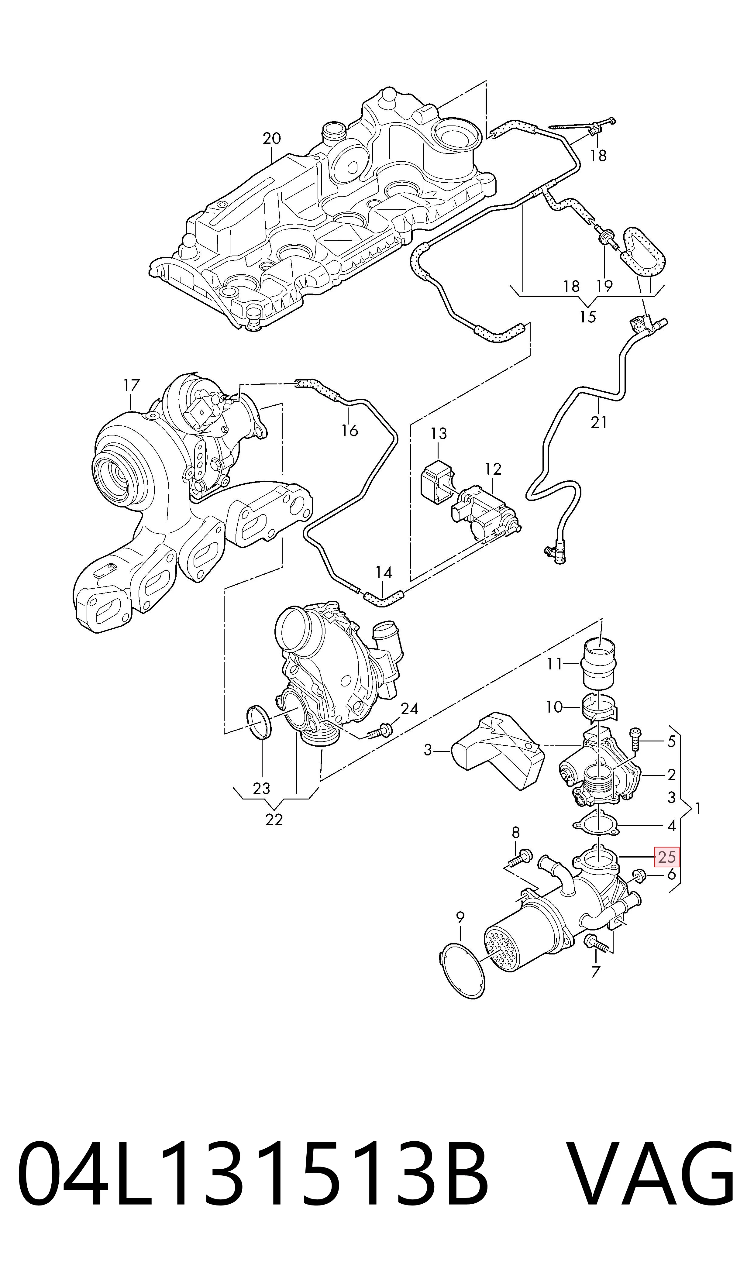 Enfriador de recirculación de gases de escape EGR 30131019 AND