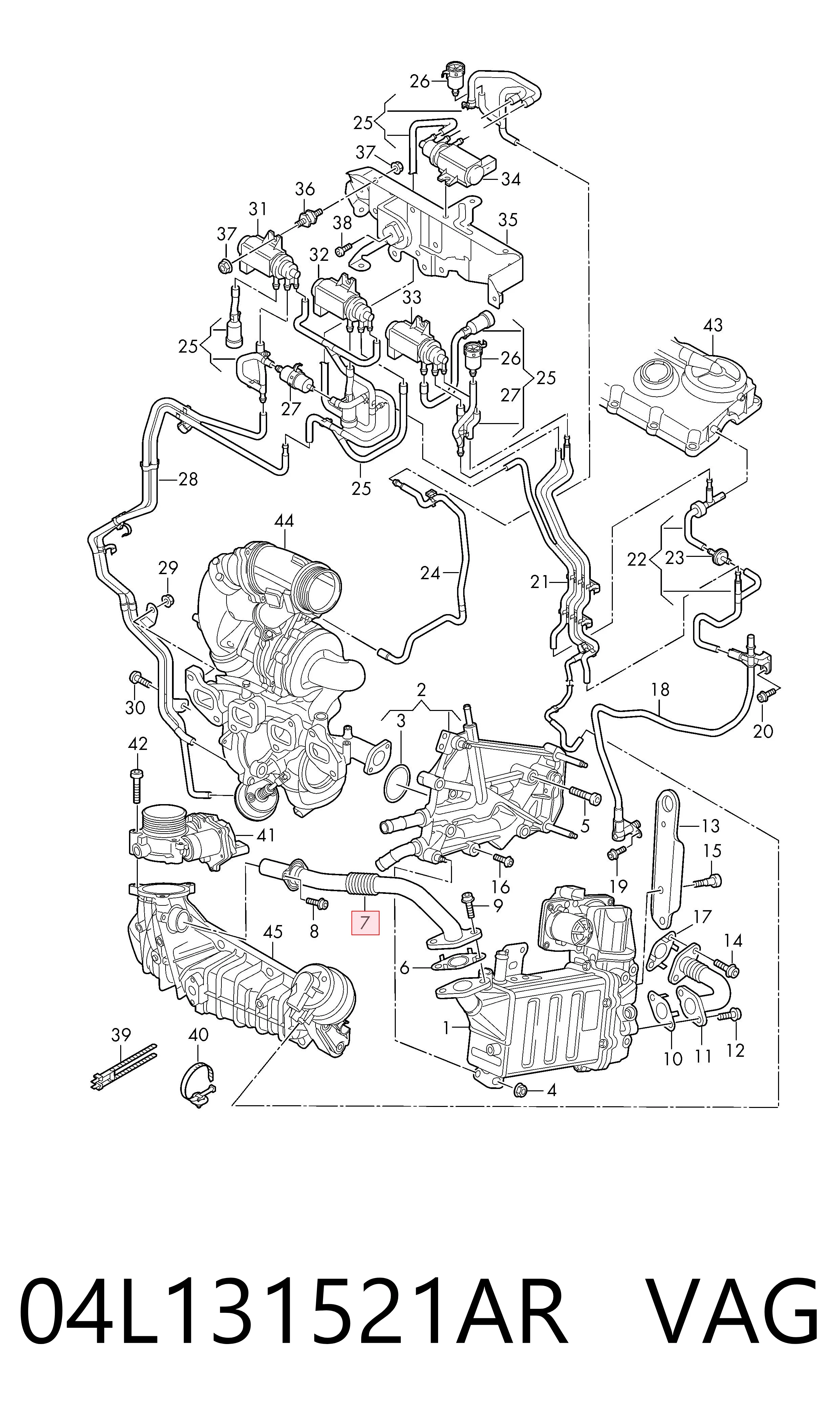 Comprar 04L131521AR VAG Tubo del sistema de recirculación de gases de escape EGR