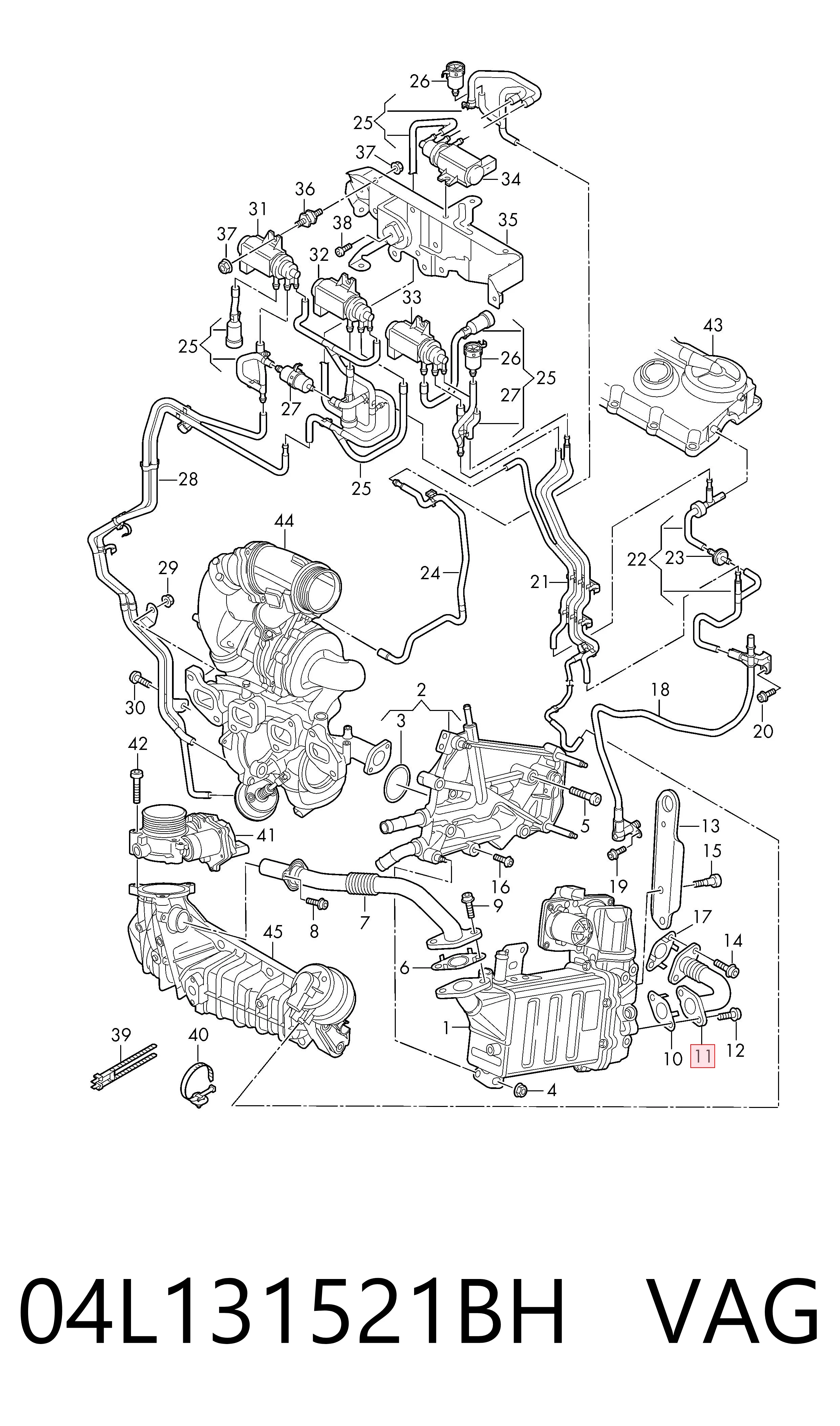 04L131521BH VAG Manguera de radiador EGR, suministro