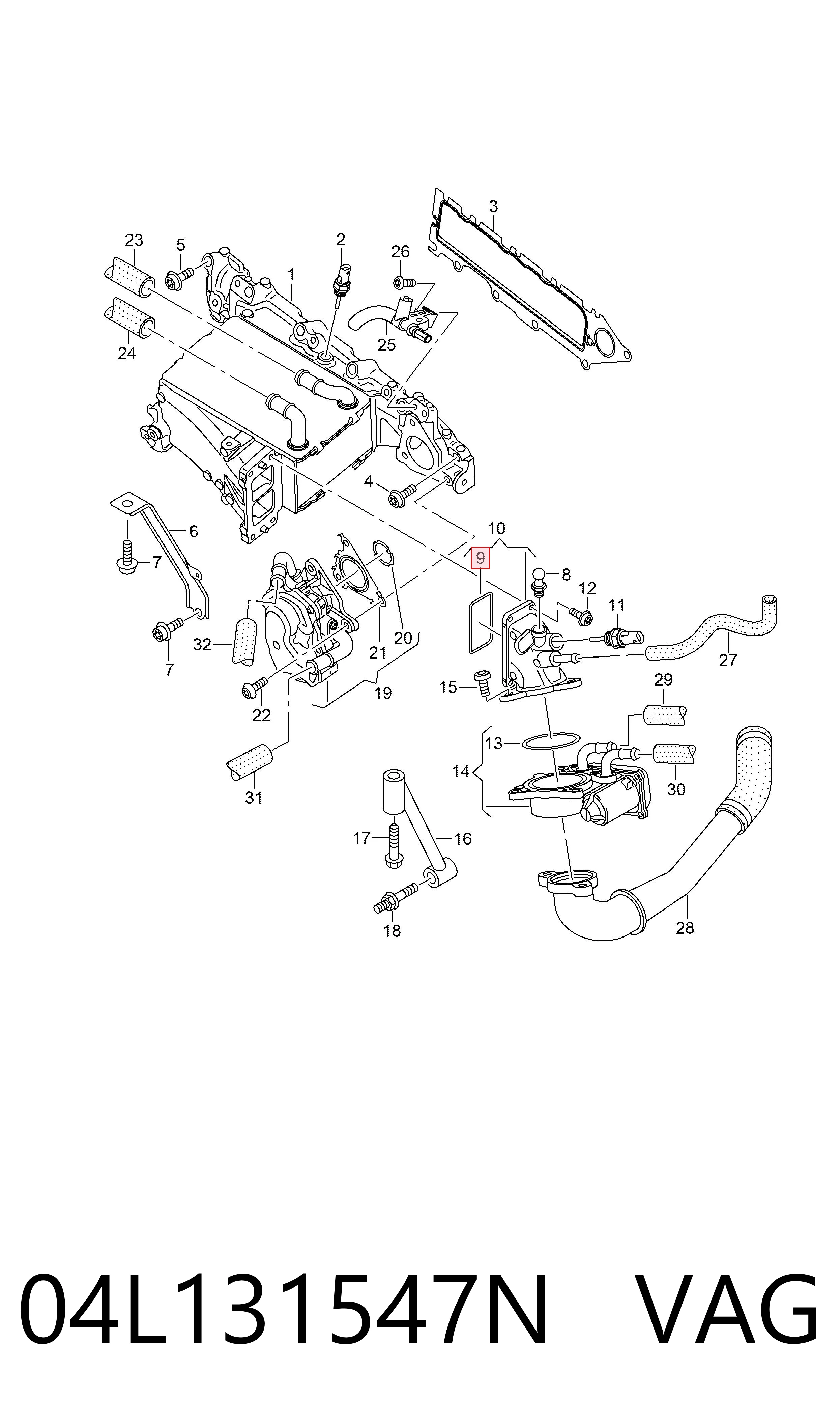 Junta del enfriador EGR del sistema de recirculación de gases VAG 04L131547N precio, desde 14,37 EUR