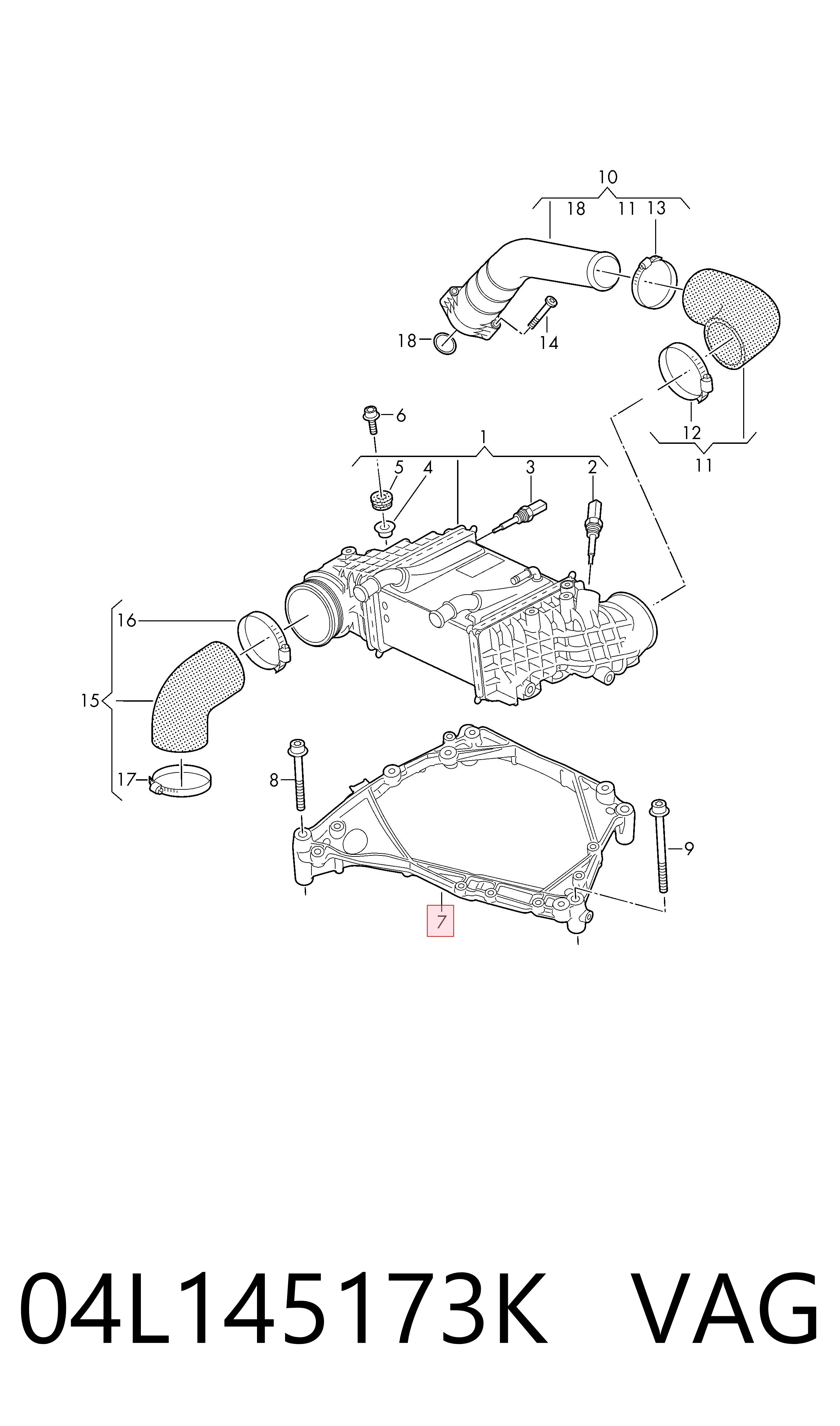04L145173K VAG Soporte del radiador del intercooler