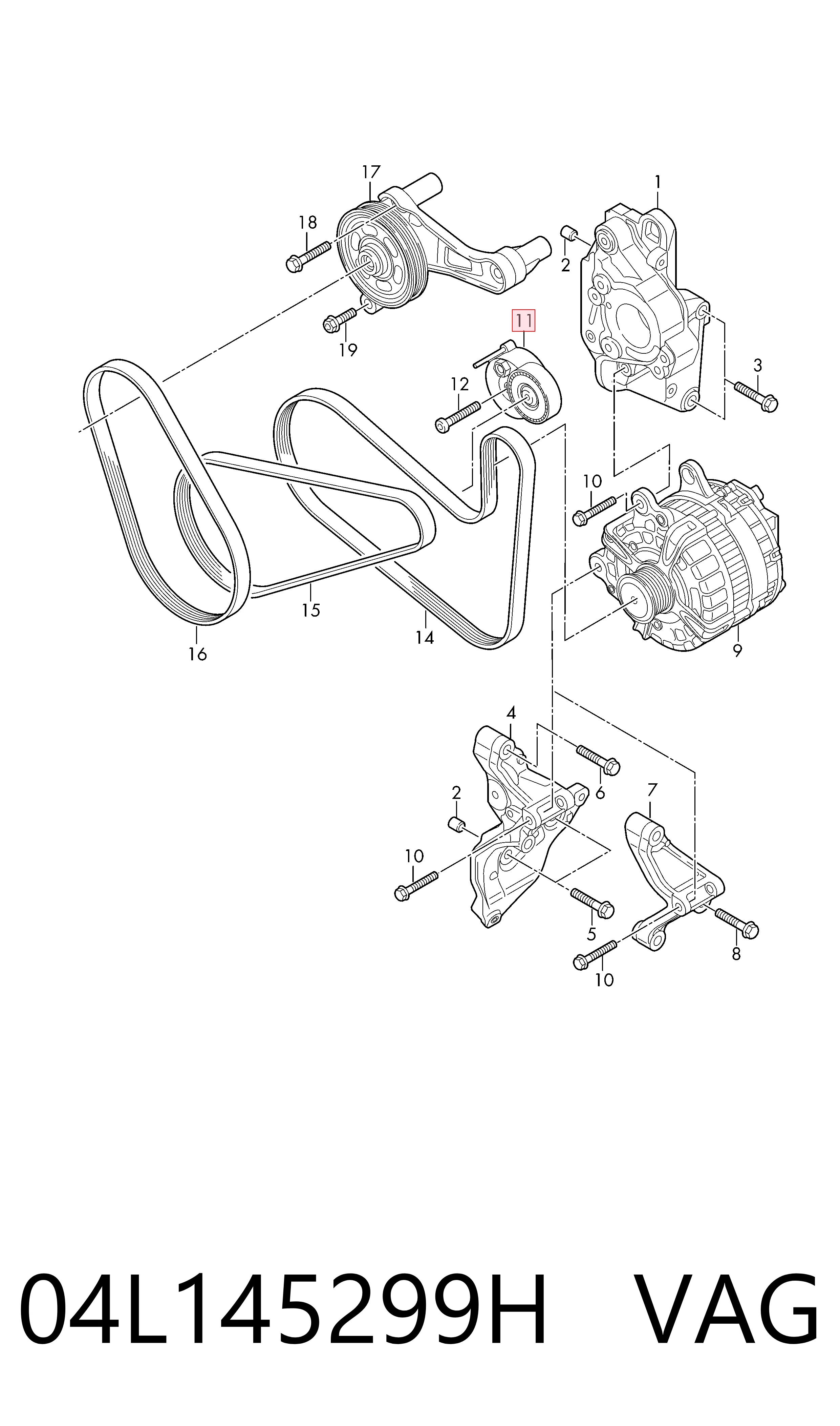 04L145299H VAG Tensor de correa de alternador