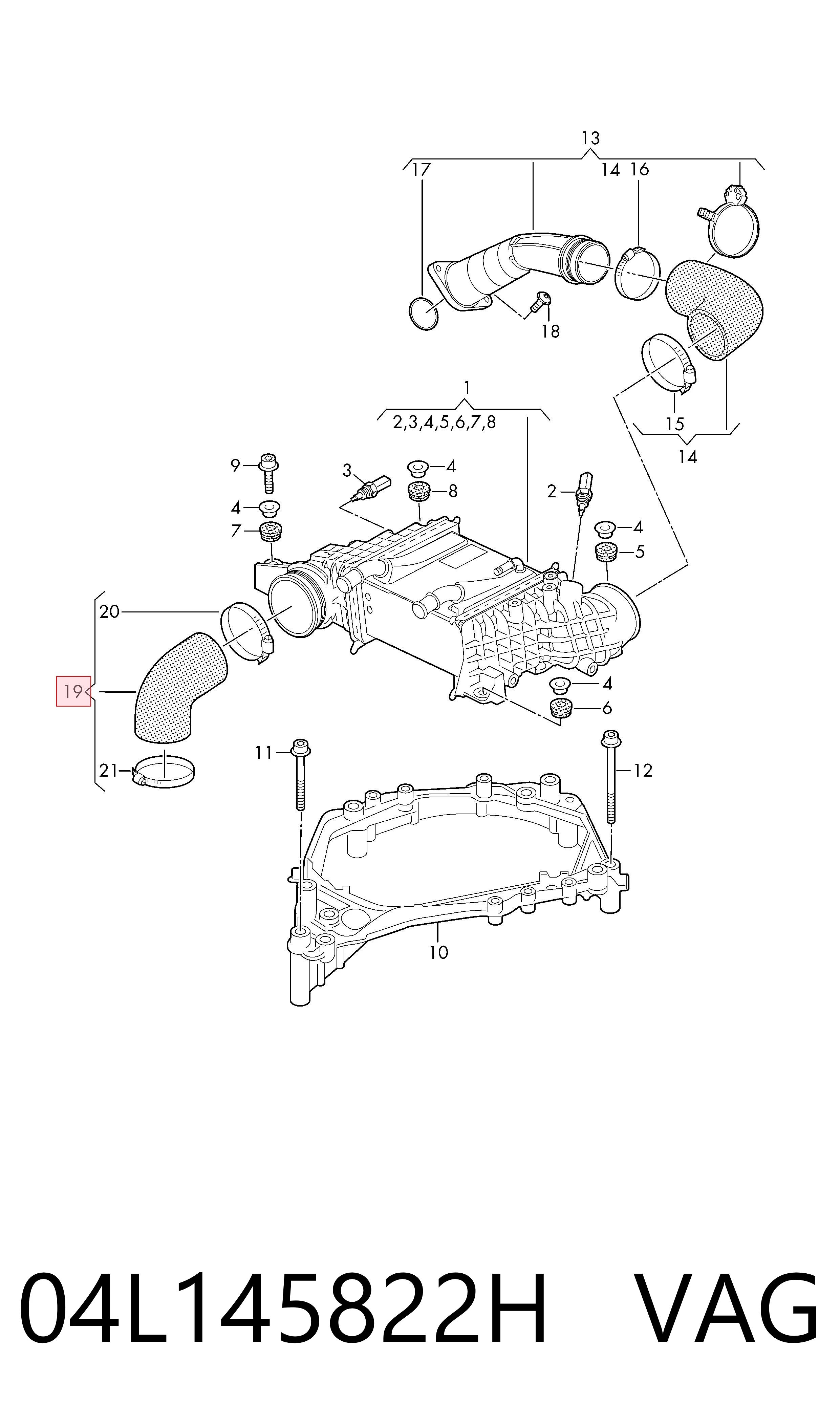 Manguera de refrigerante del turbocompresor, entrada VAG 04L145822H precio, desde 18,24 EUR