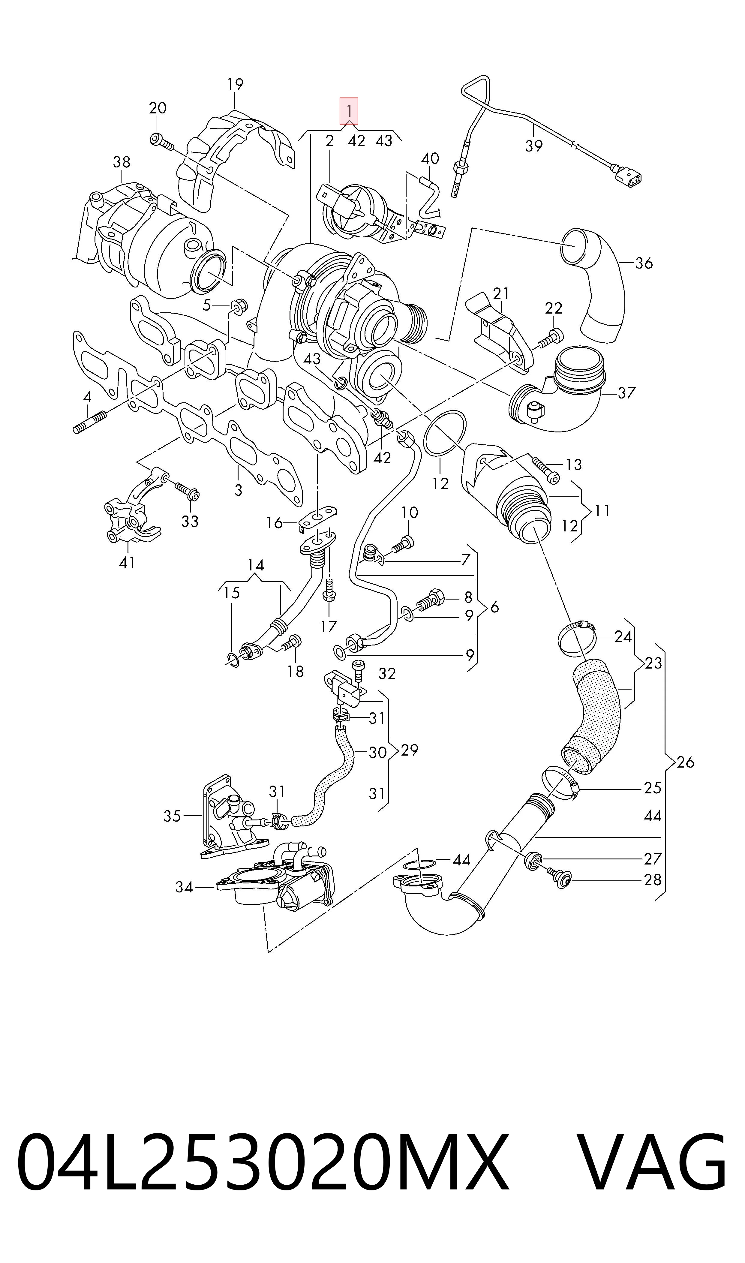 04L253020MX VAG Turbo para motor