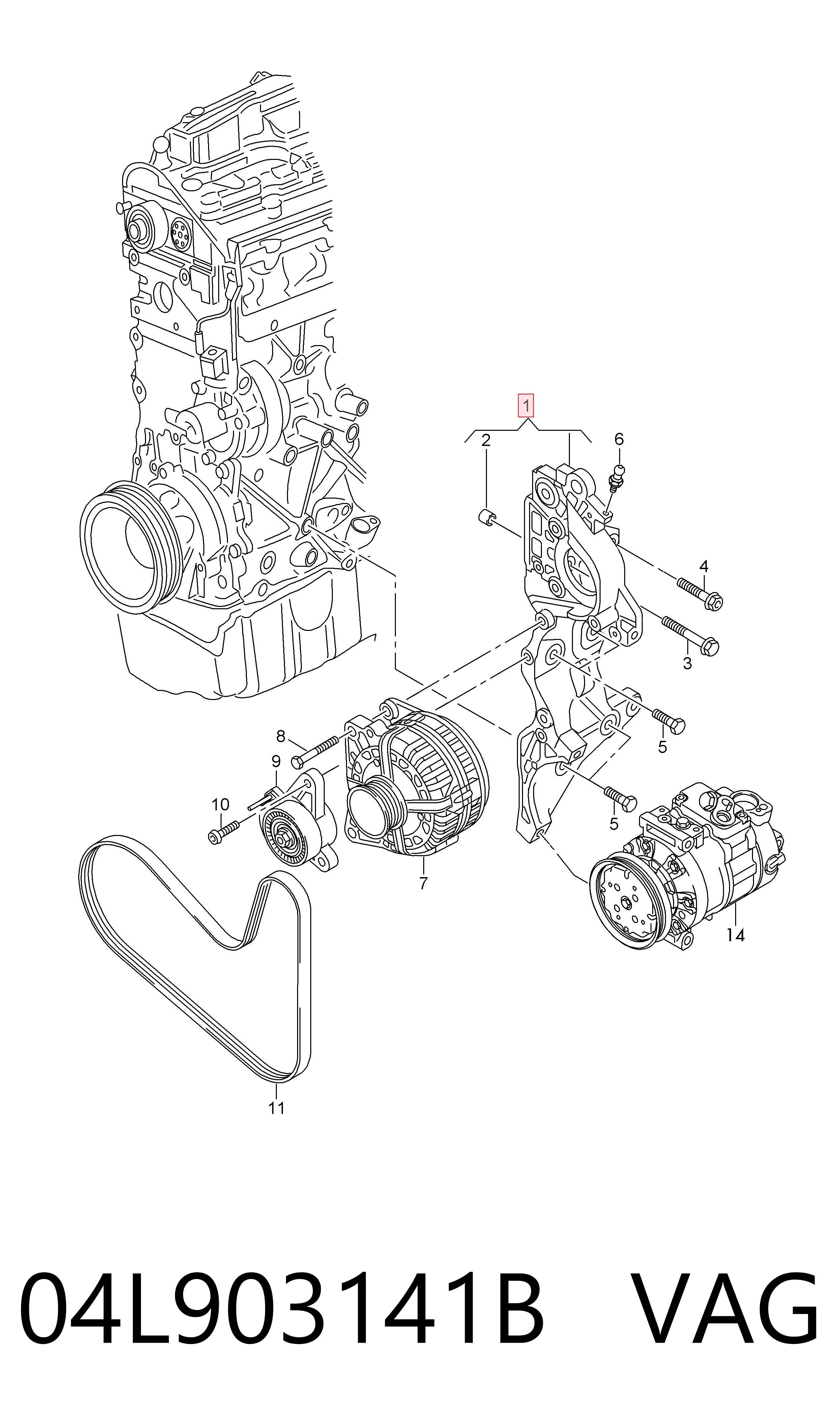04L903141B VAG Soporte alternador