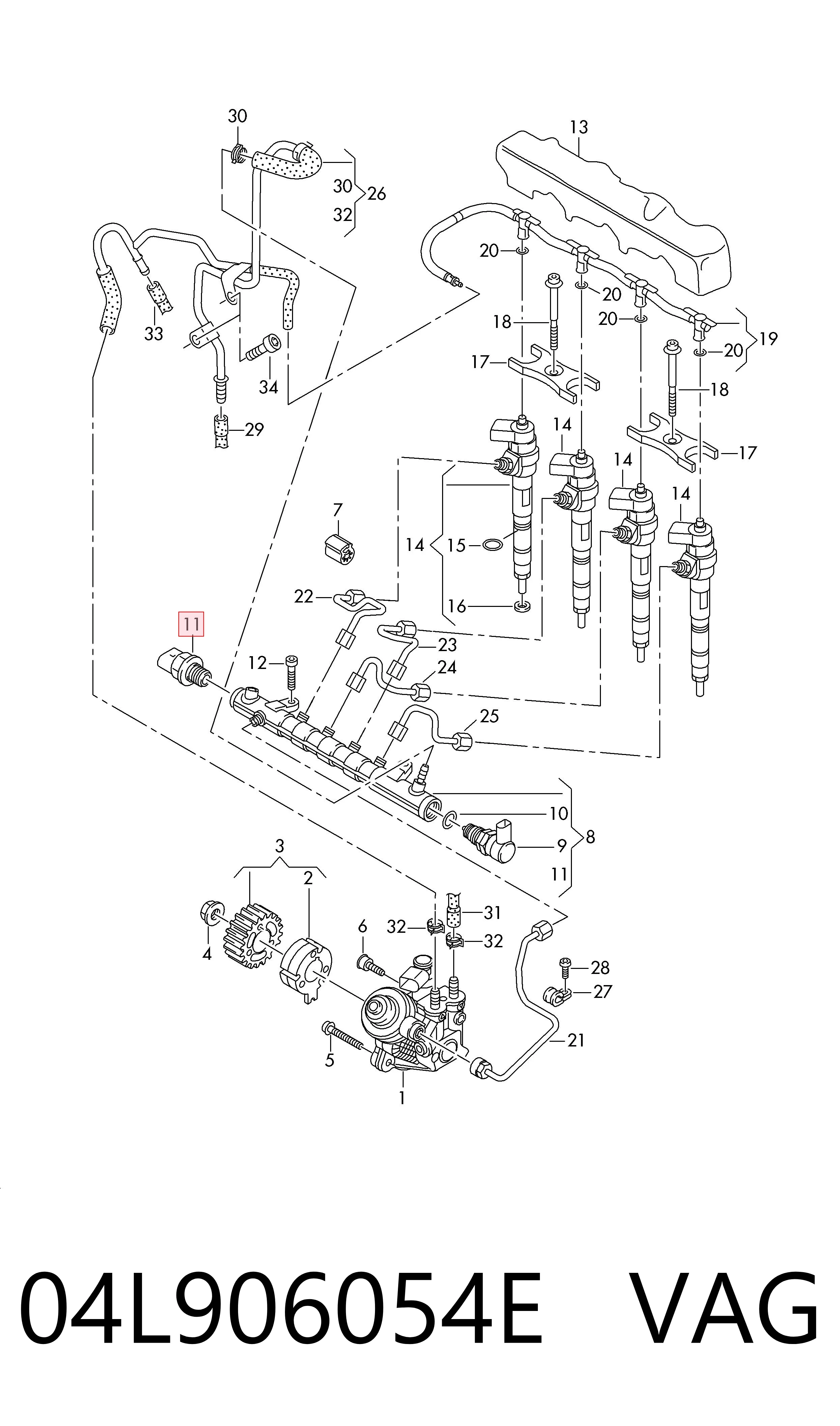 04L906054E VAG Sensor de presión de combustible