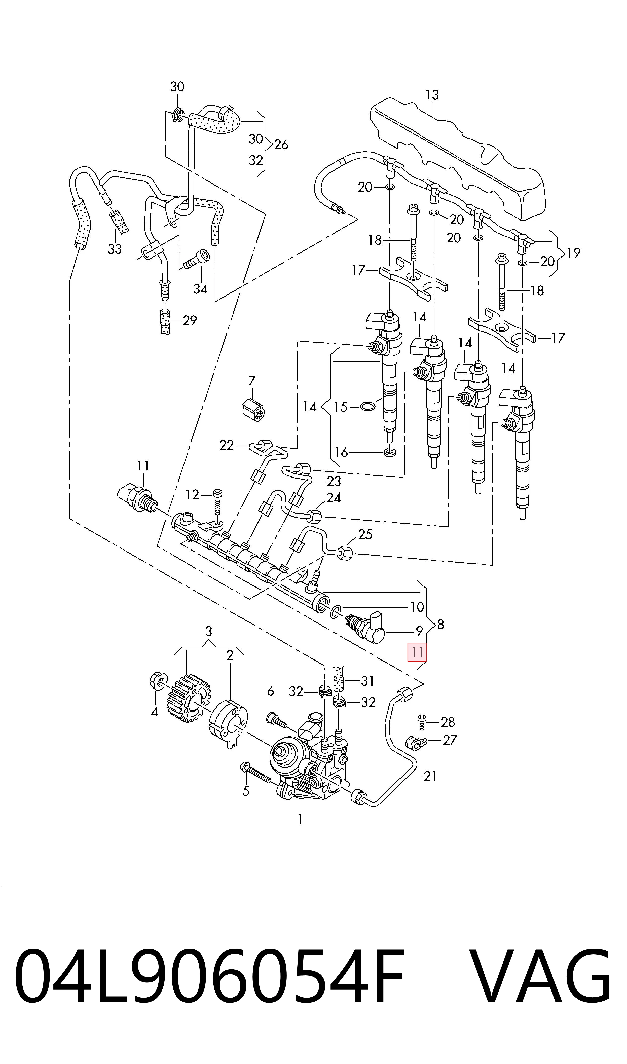 04L906054F VAG Sensor de presión de combustible