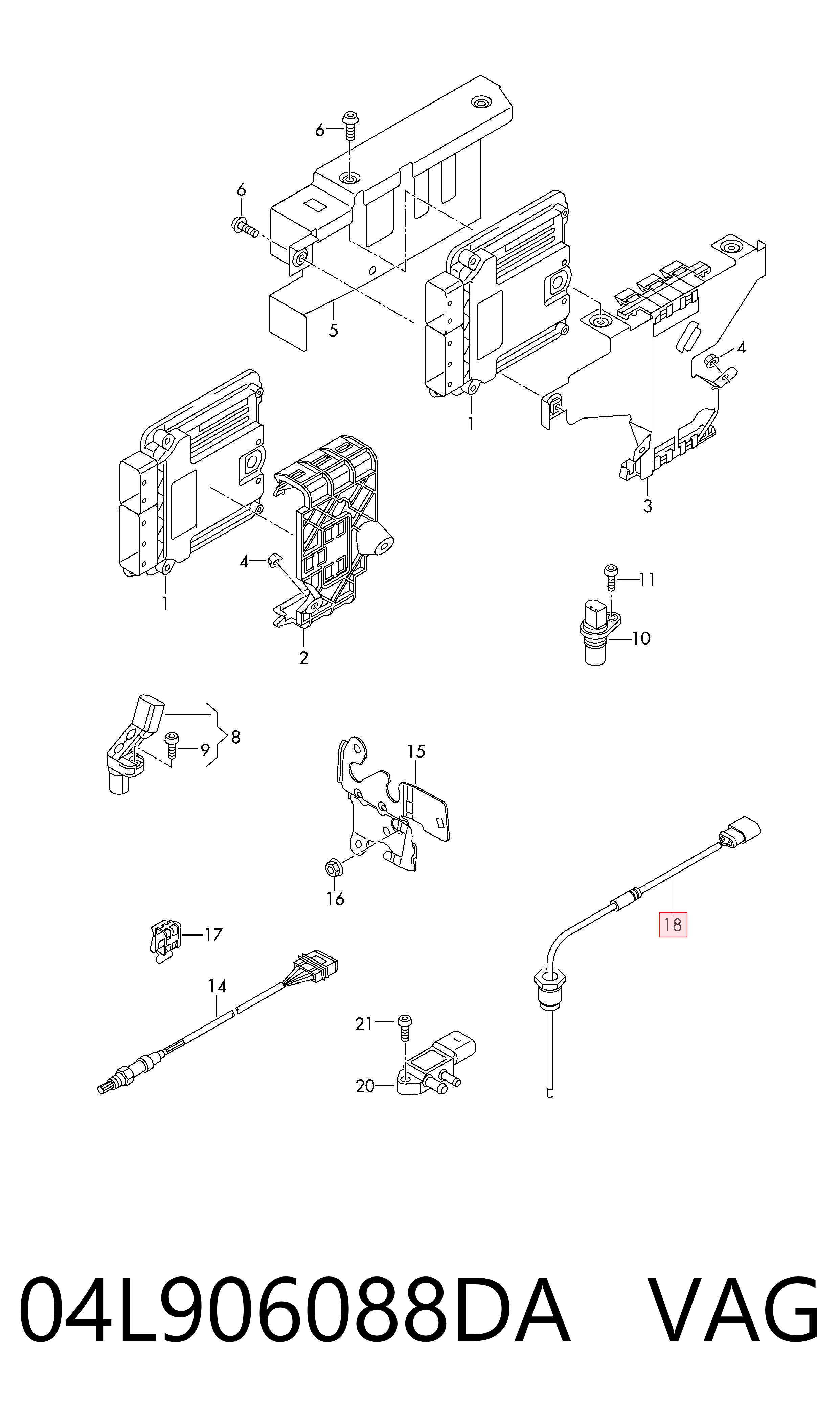 04L906088DA VAG Sensor de temperatura de gases de escape antes del filtro de partículas