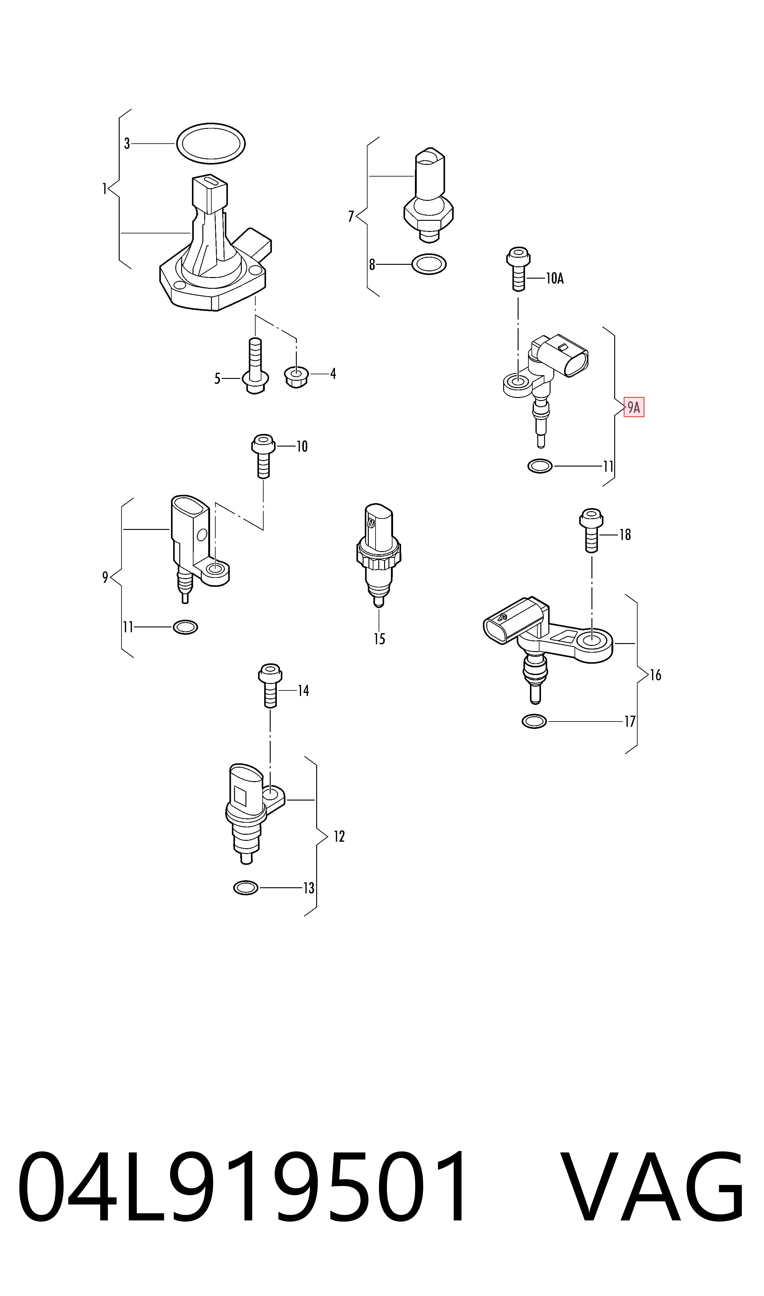 Sensor de temperatura del refrigerante VAG 04L919501 precio, desde 14,59 EUR