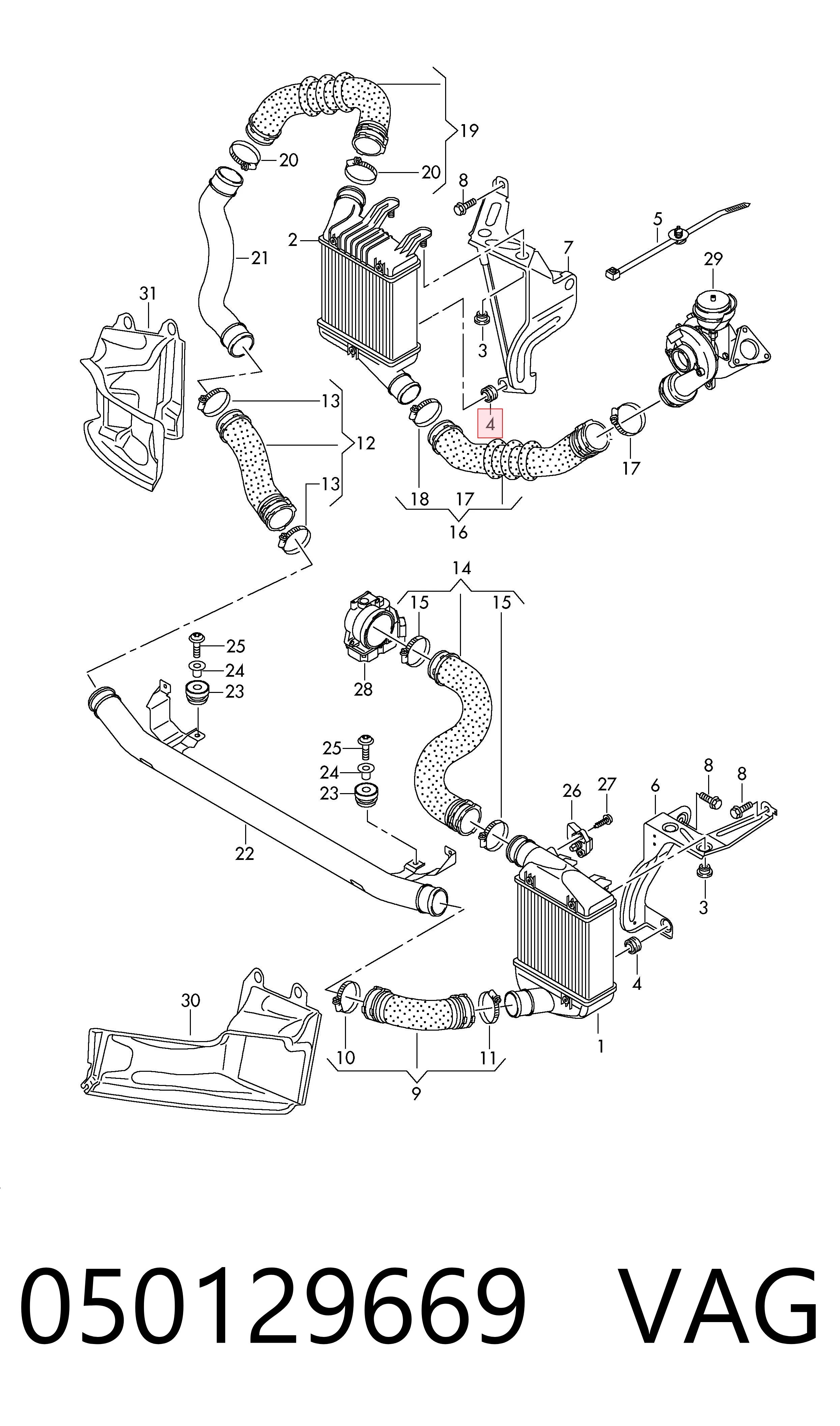 Soporte del radiador del intercooler VAG 050129669 precio, desde 5,89 EUR