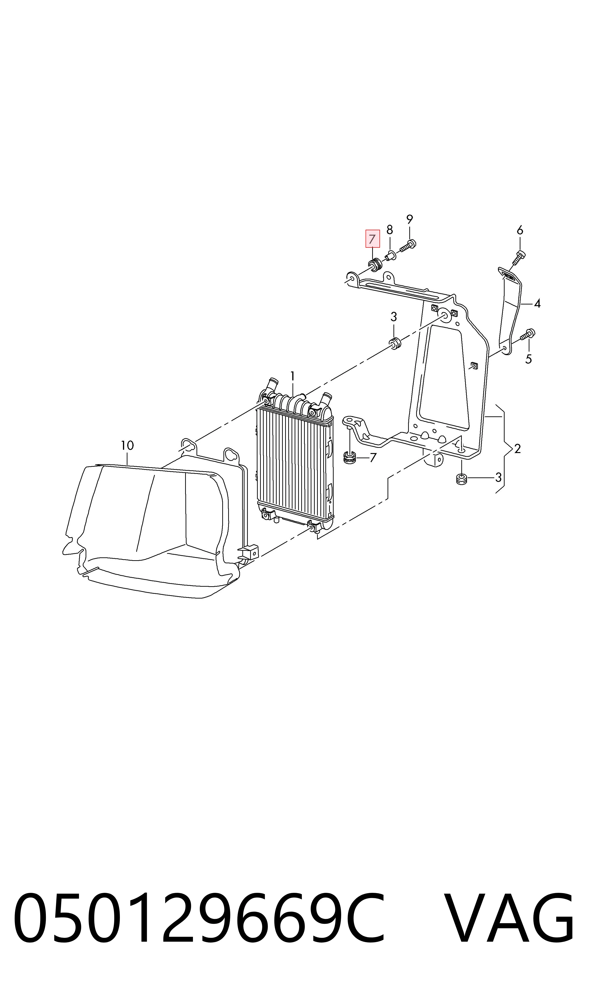 050129669C VAG Soporte del radiador del intercooler