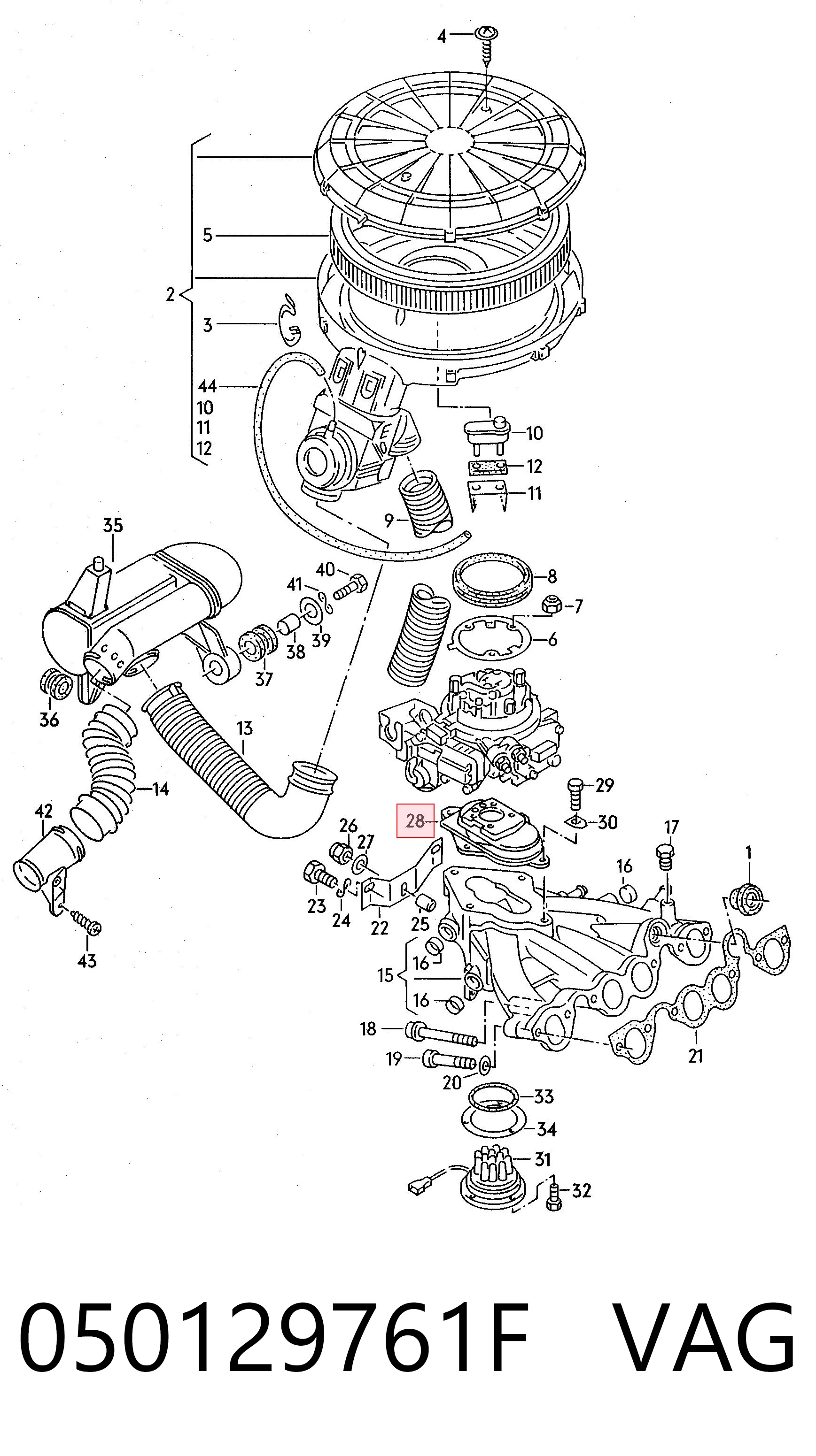 Brida de carburador 050129761F VAG