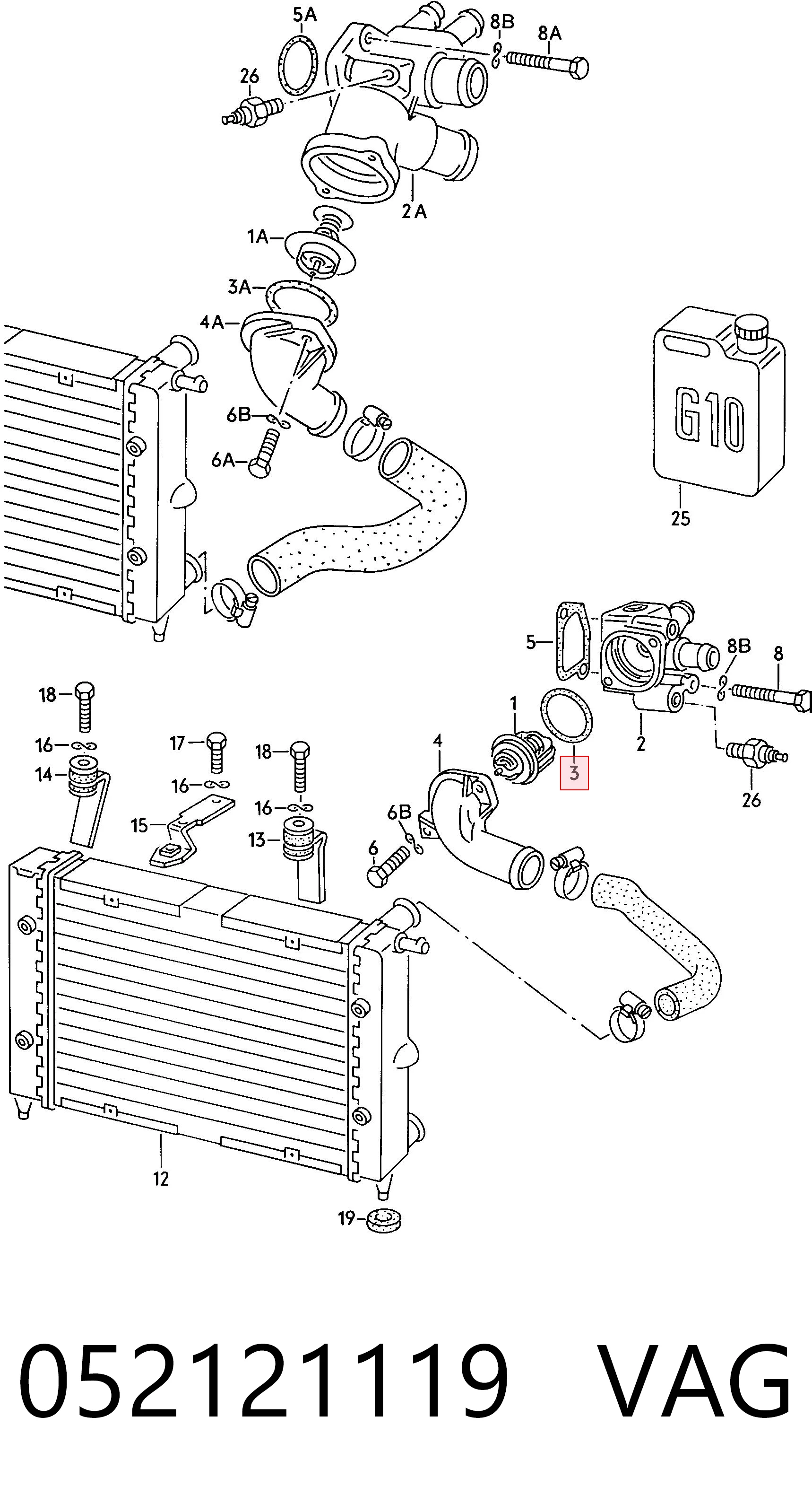 Junta de termostato para Volkswagen Jetta 16