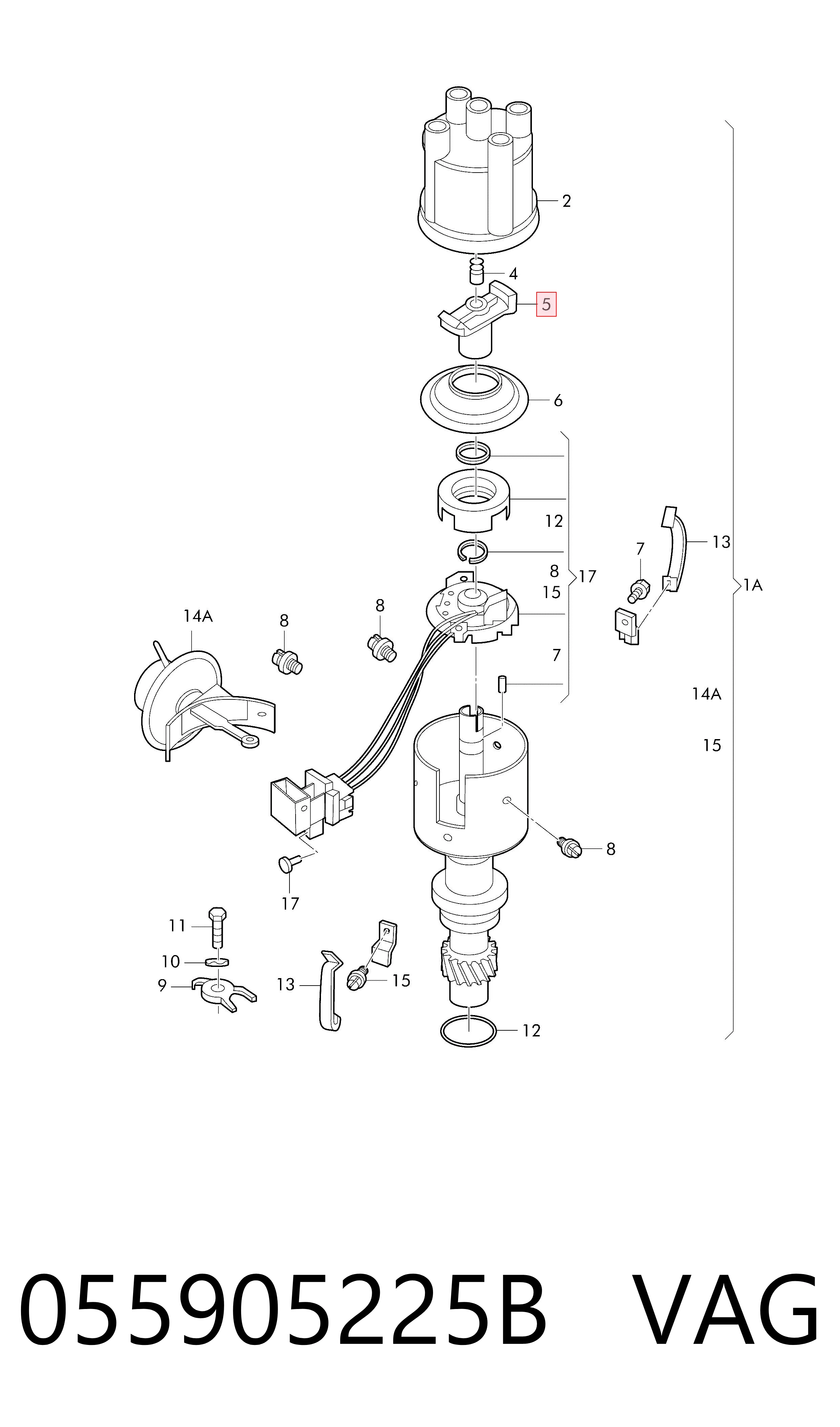 Rotor del distribuidor de encendido 055905225B VAG