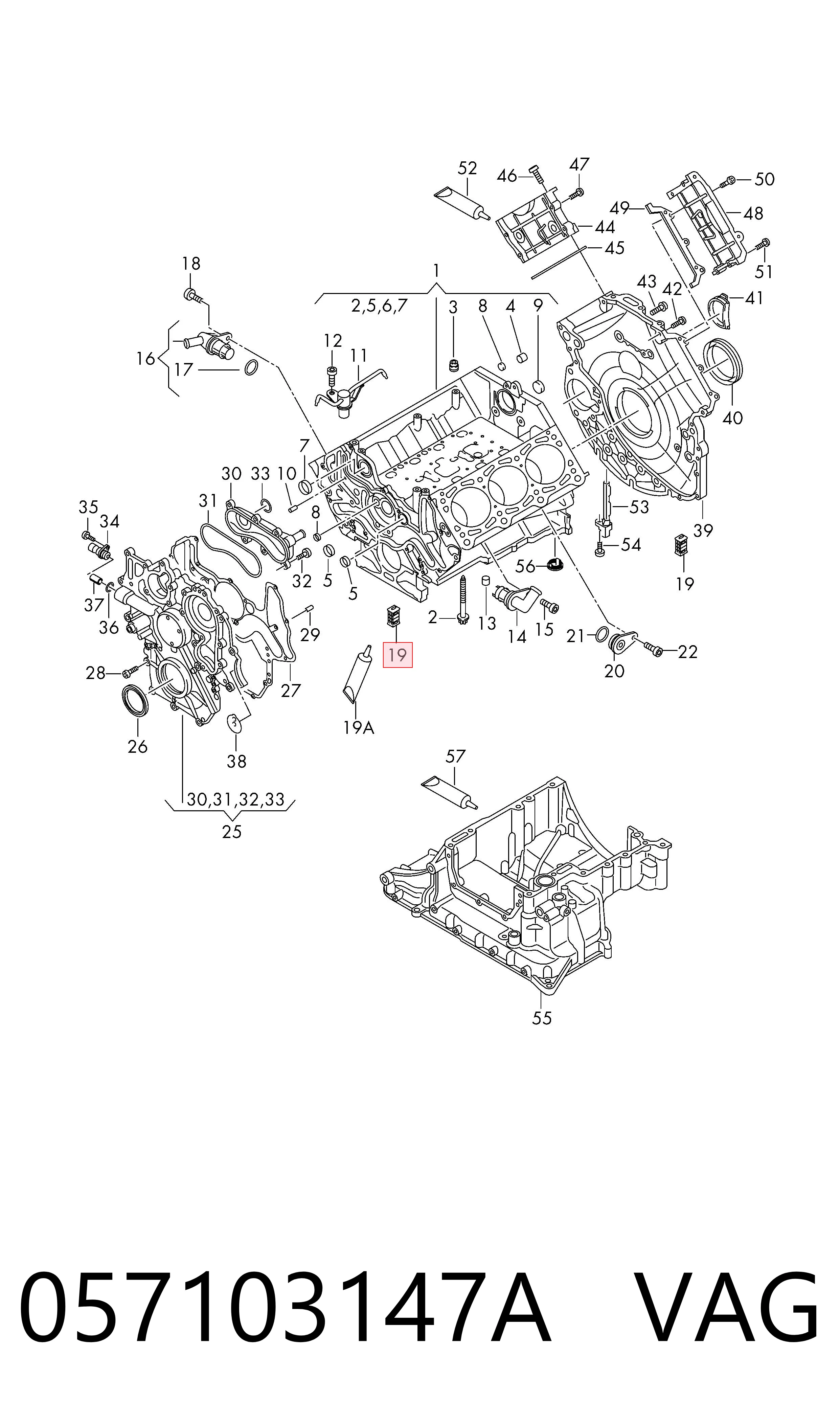 Junta inferior de la tapa frontal del motor VAG 057103147A precio, desde 4,11 EUR