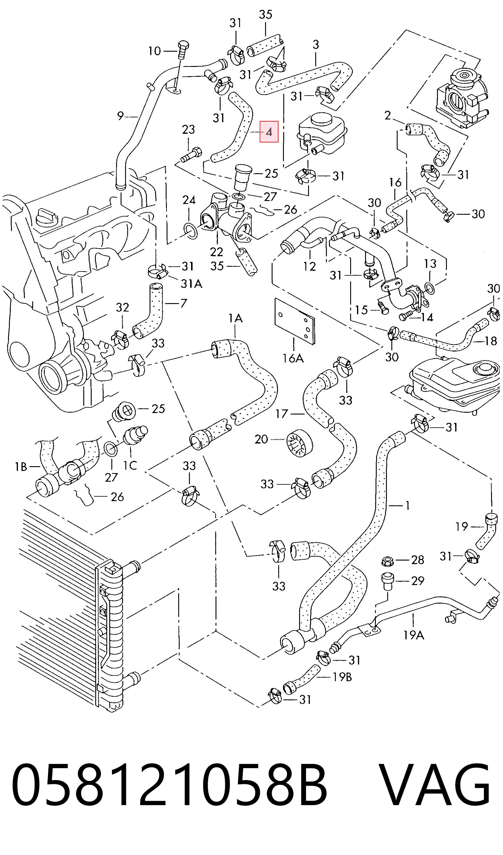 058121058B VAG Manguera de refrigeración