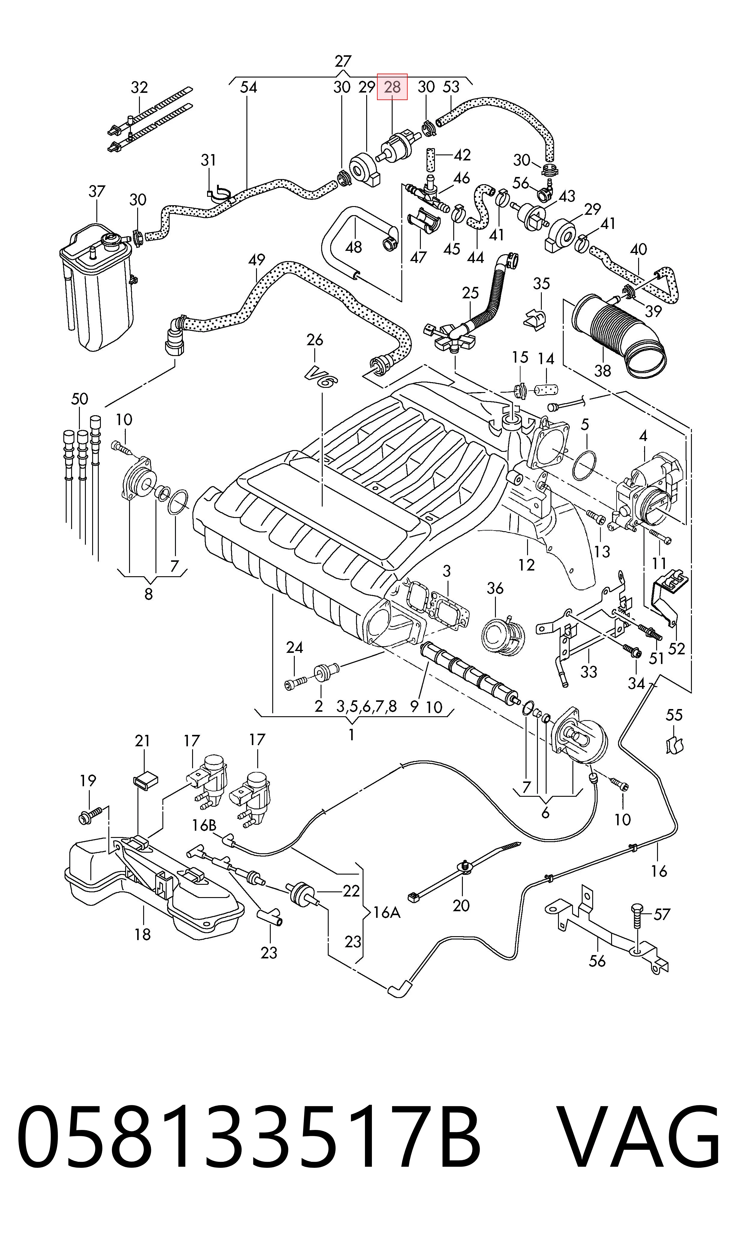 Válvula de ventilación de gases del tanque de combustible 058133517B VAG