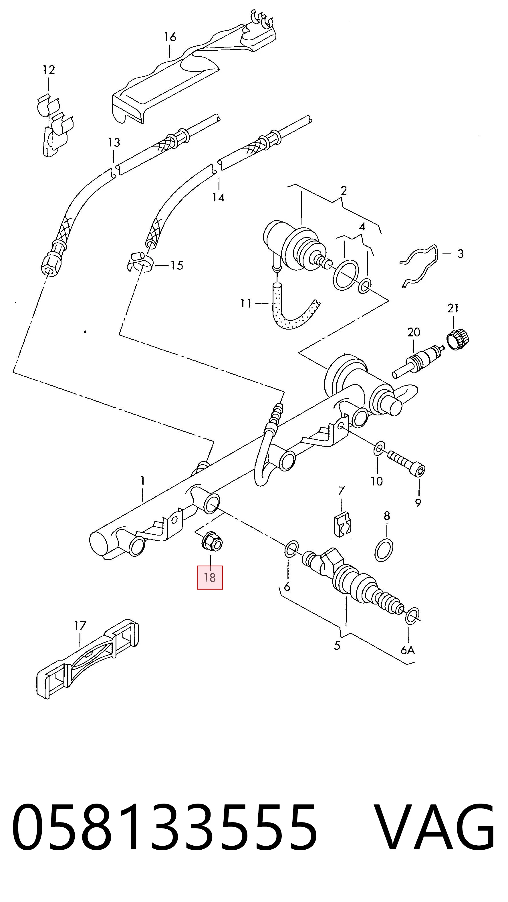 058133555 VAG Arandela de asiento del inyector