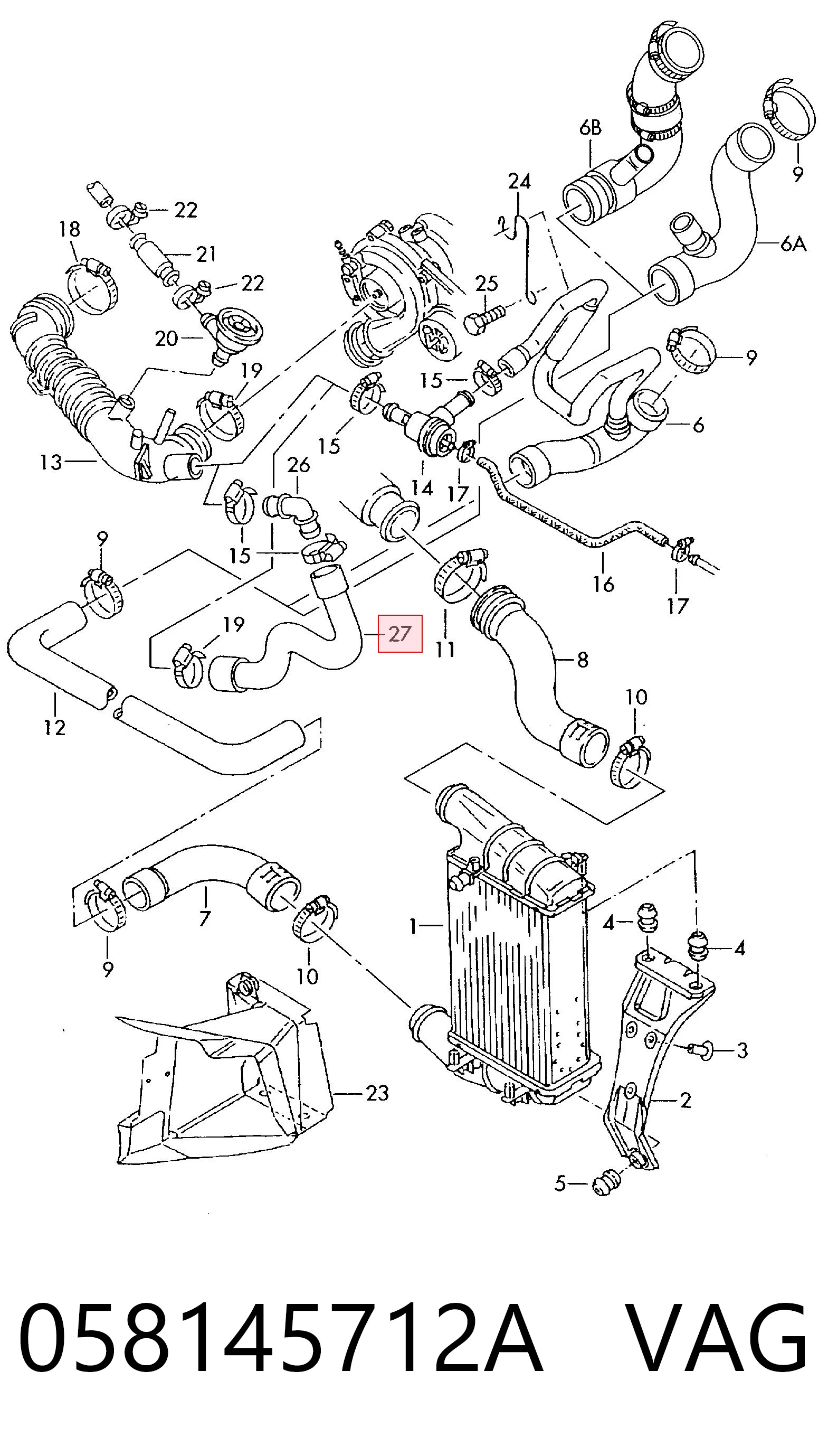 Manguera del intercooler 058145712A VAG