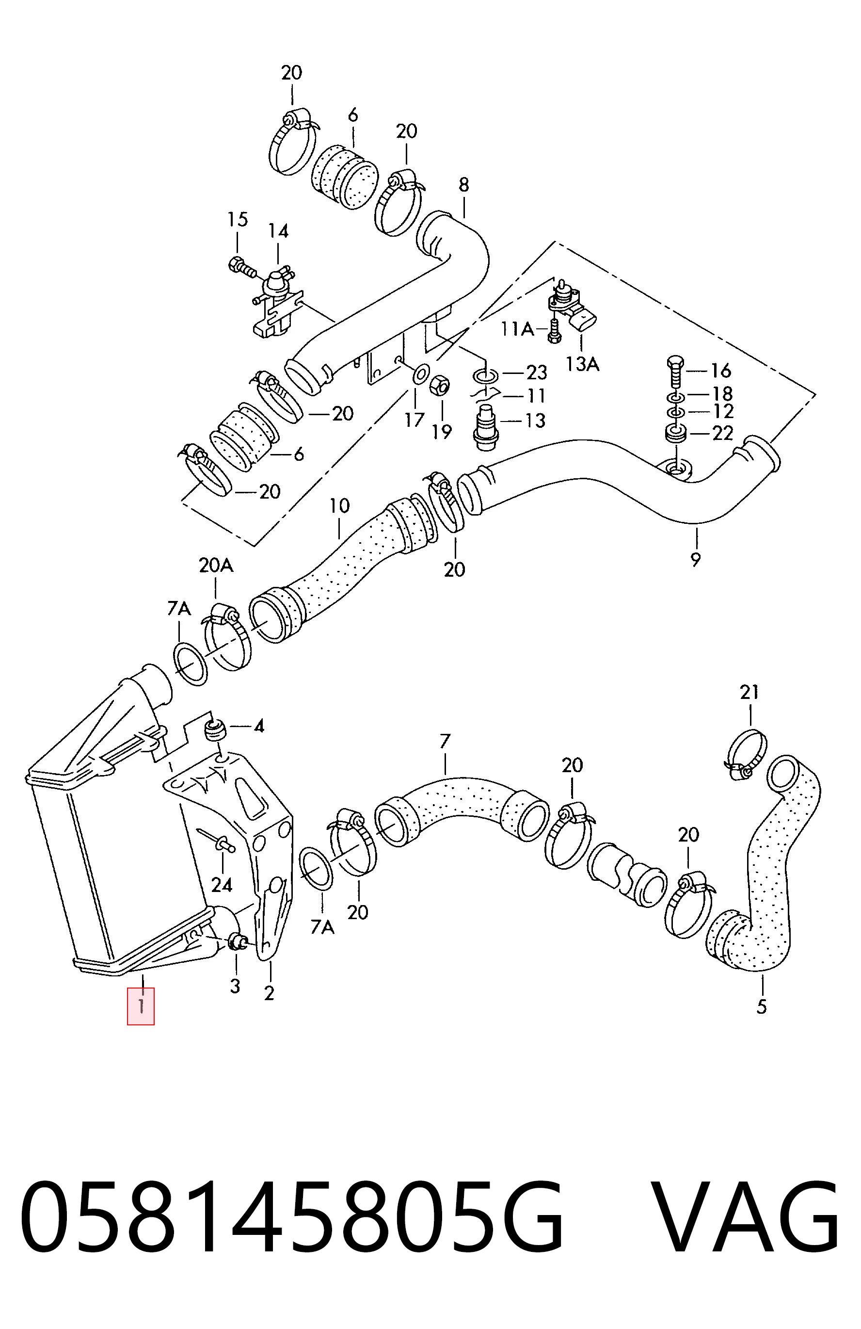 058145805G VAG Radiador de intercooler