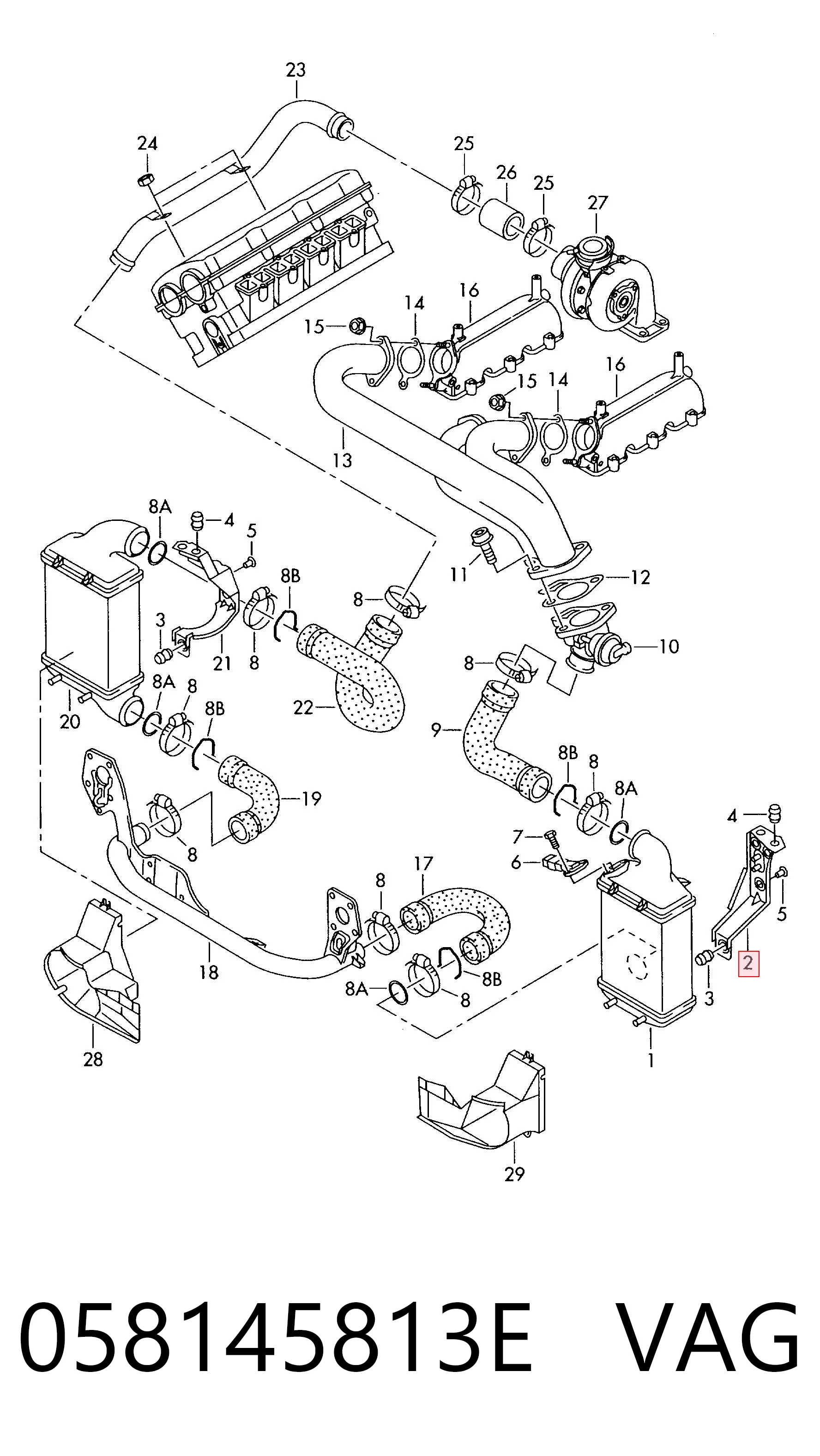 058145813E VAG Soporte izquierdo del radiador del intercooler
