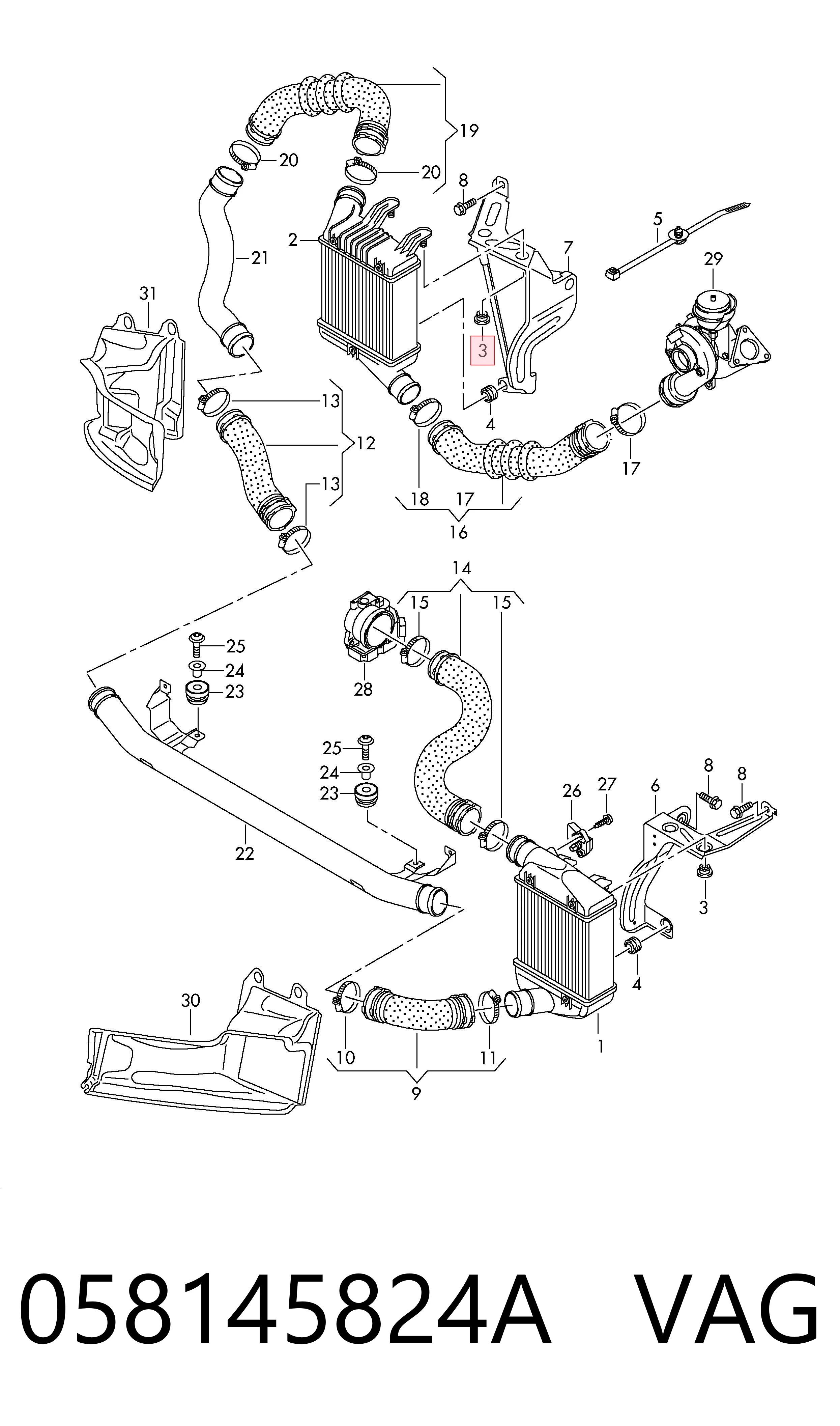 058145824A VAG Soporte del radiador del intercooler