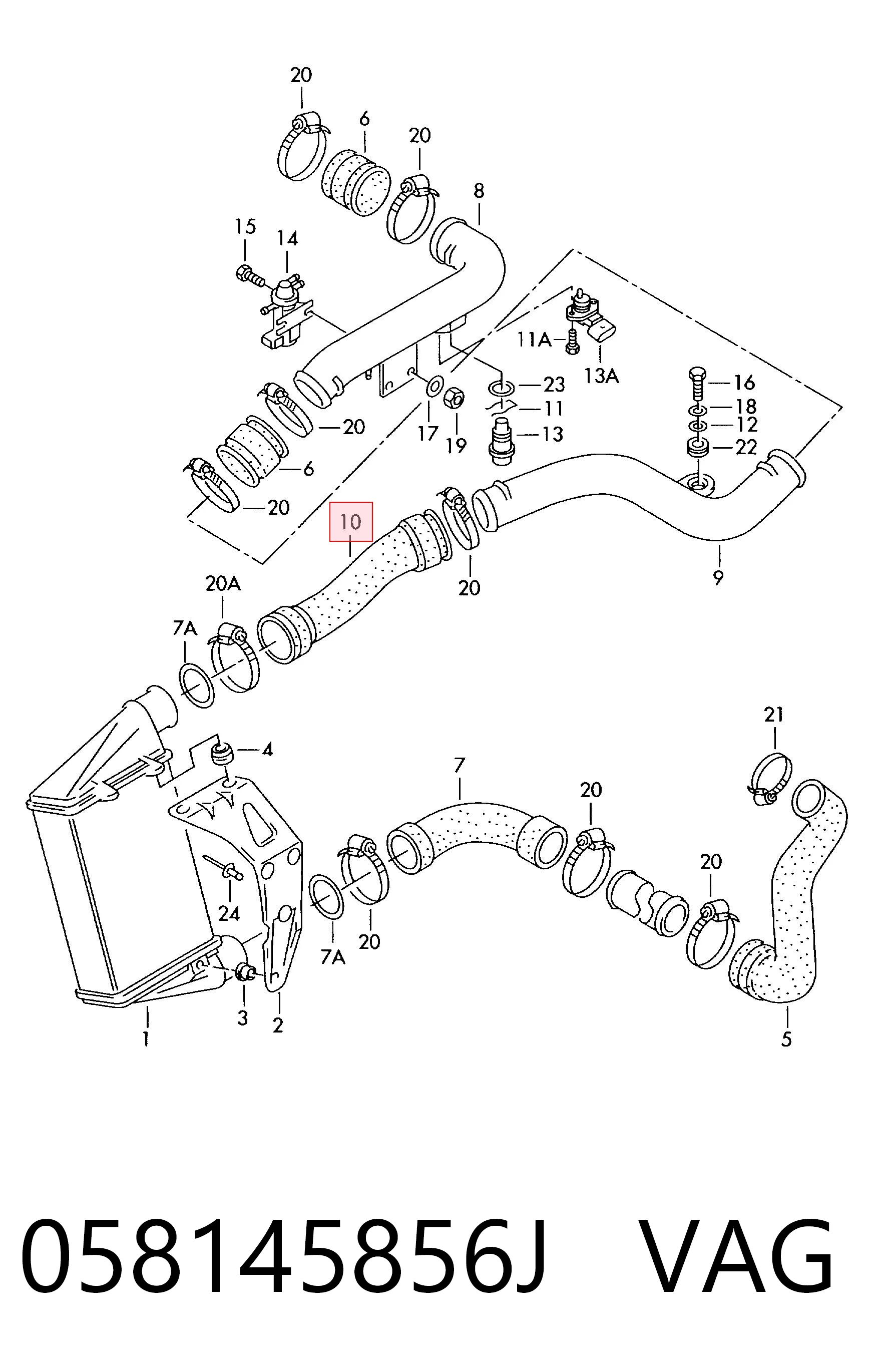 058145856J VAG Manguera del intercooler