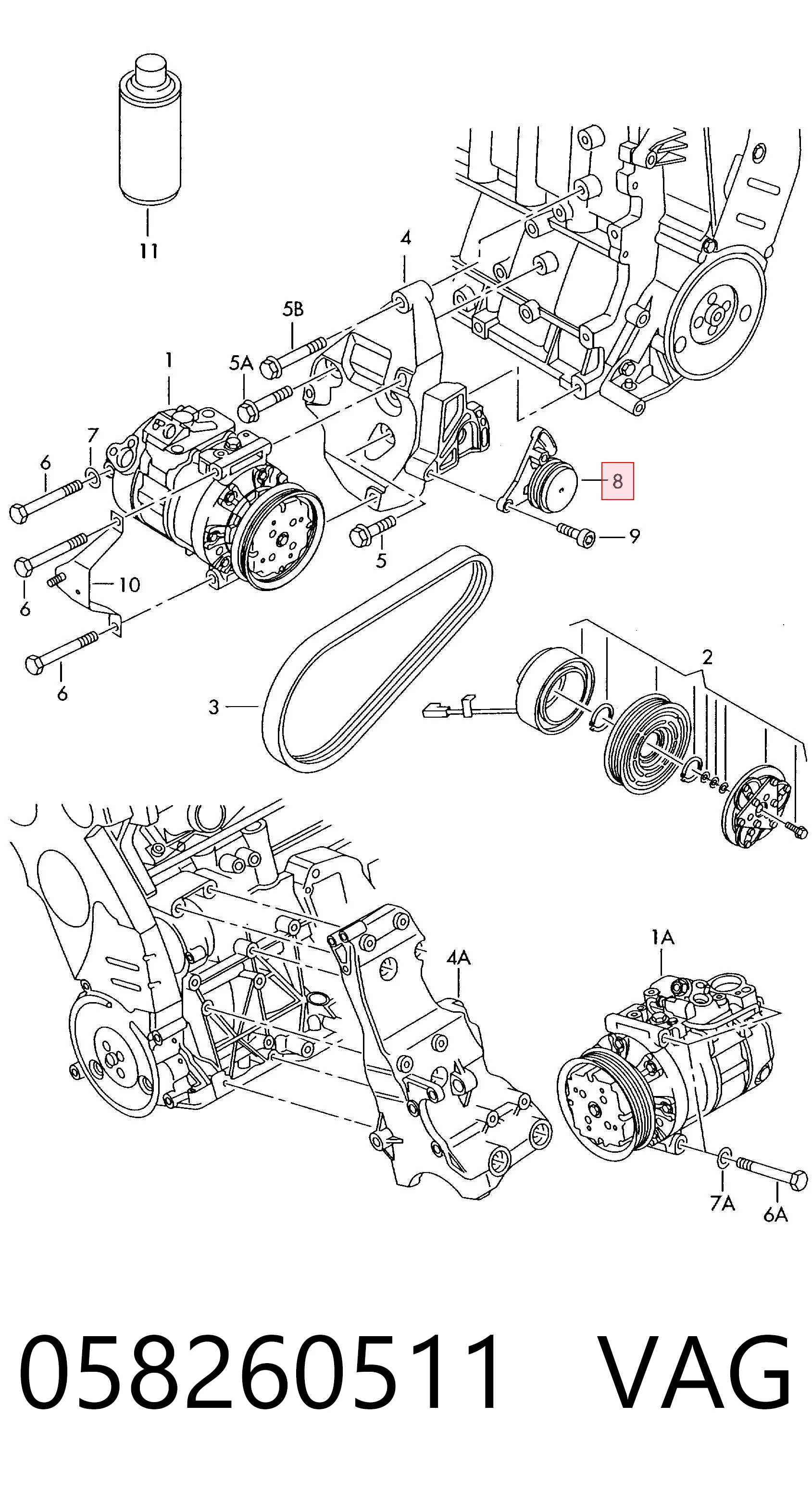 058260511 VAG Tensor de correa de alternador