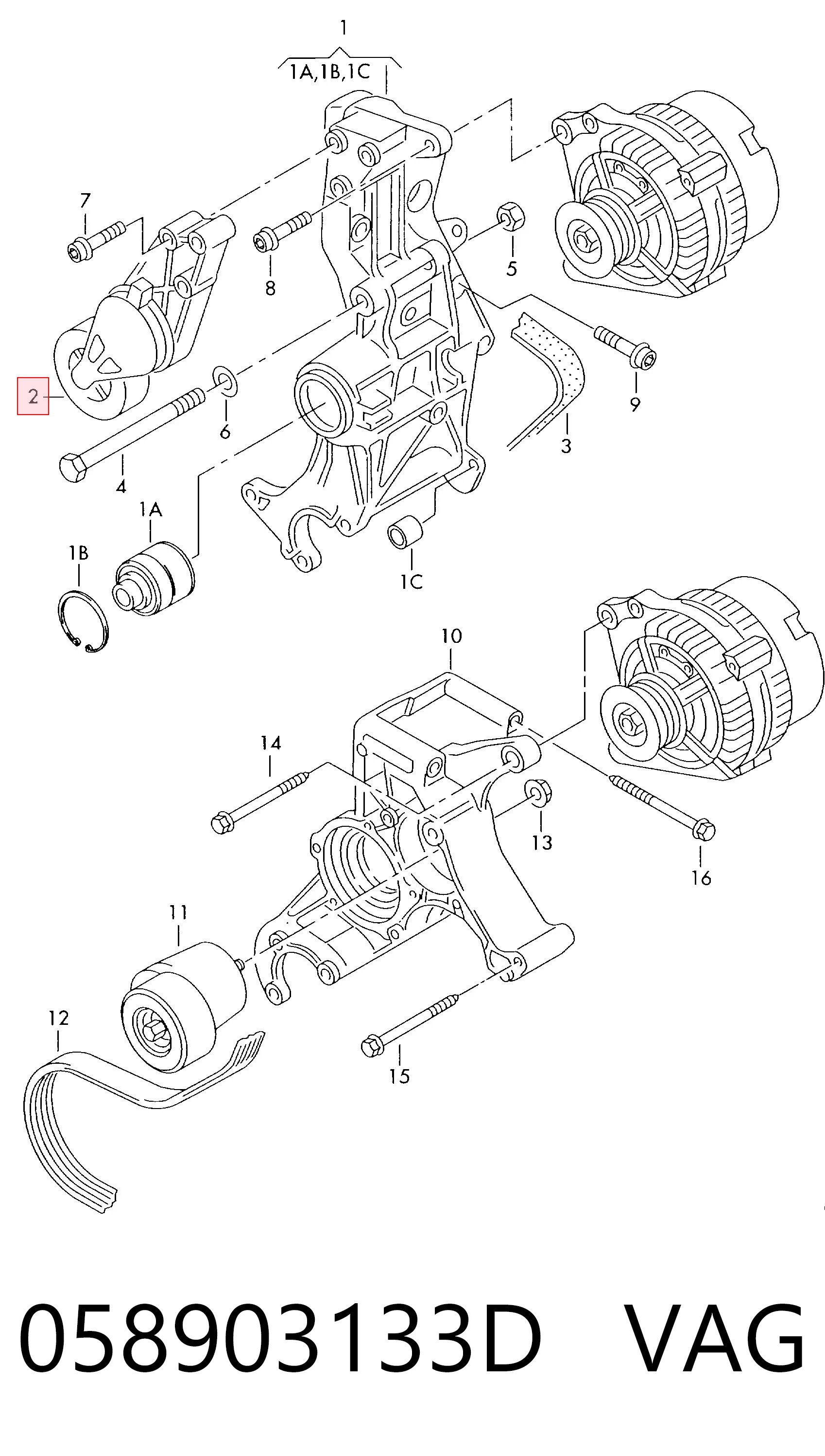 058903133D VAG Tensor de correa de alternador