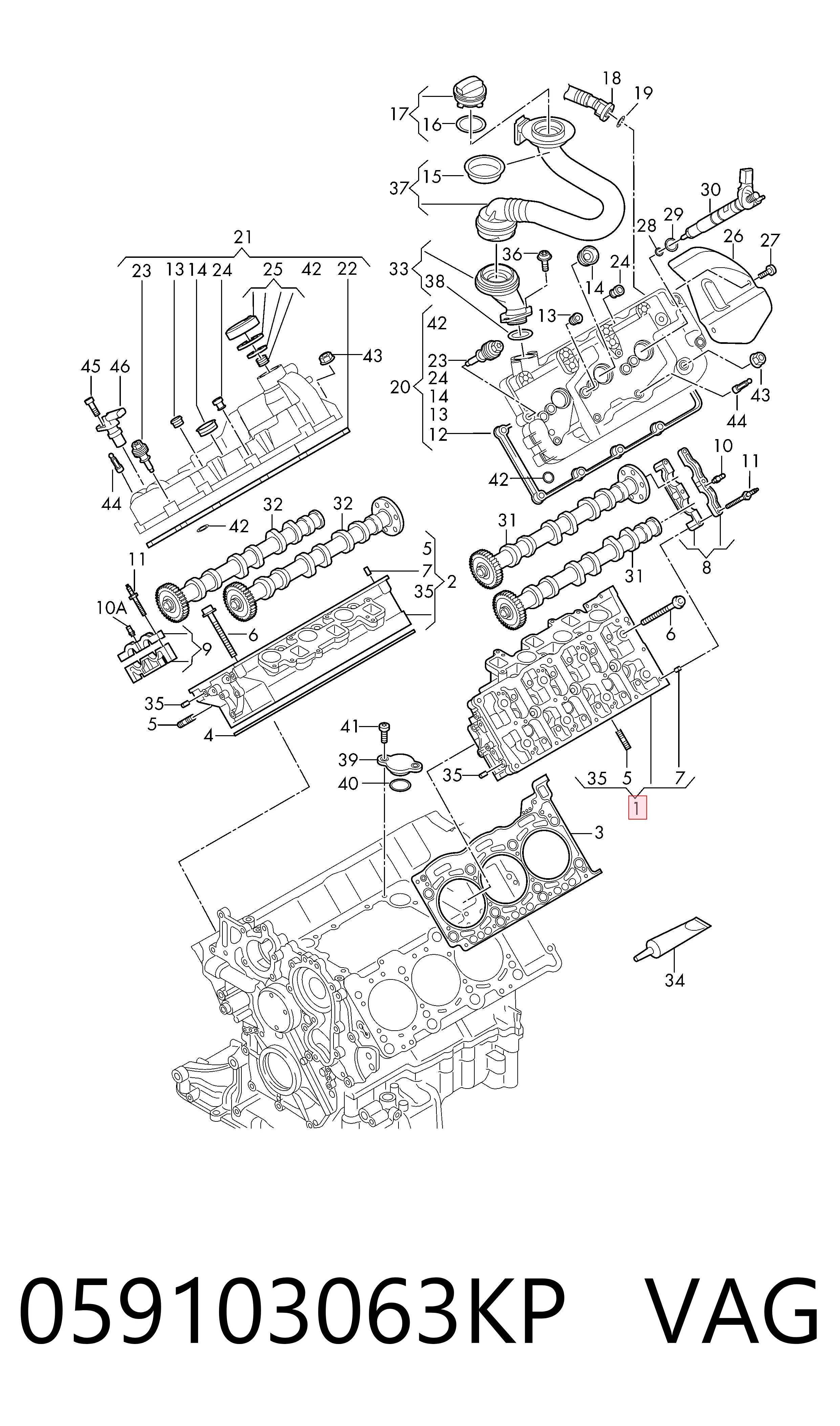 059103063KP VAG Cabeza del motor