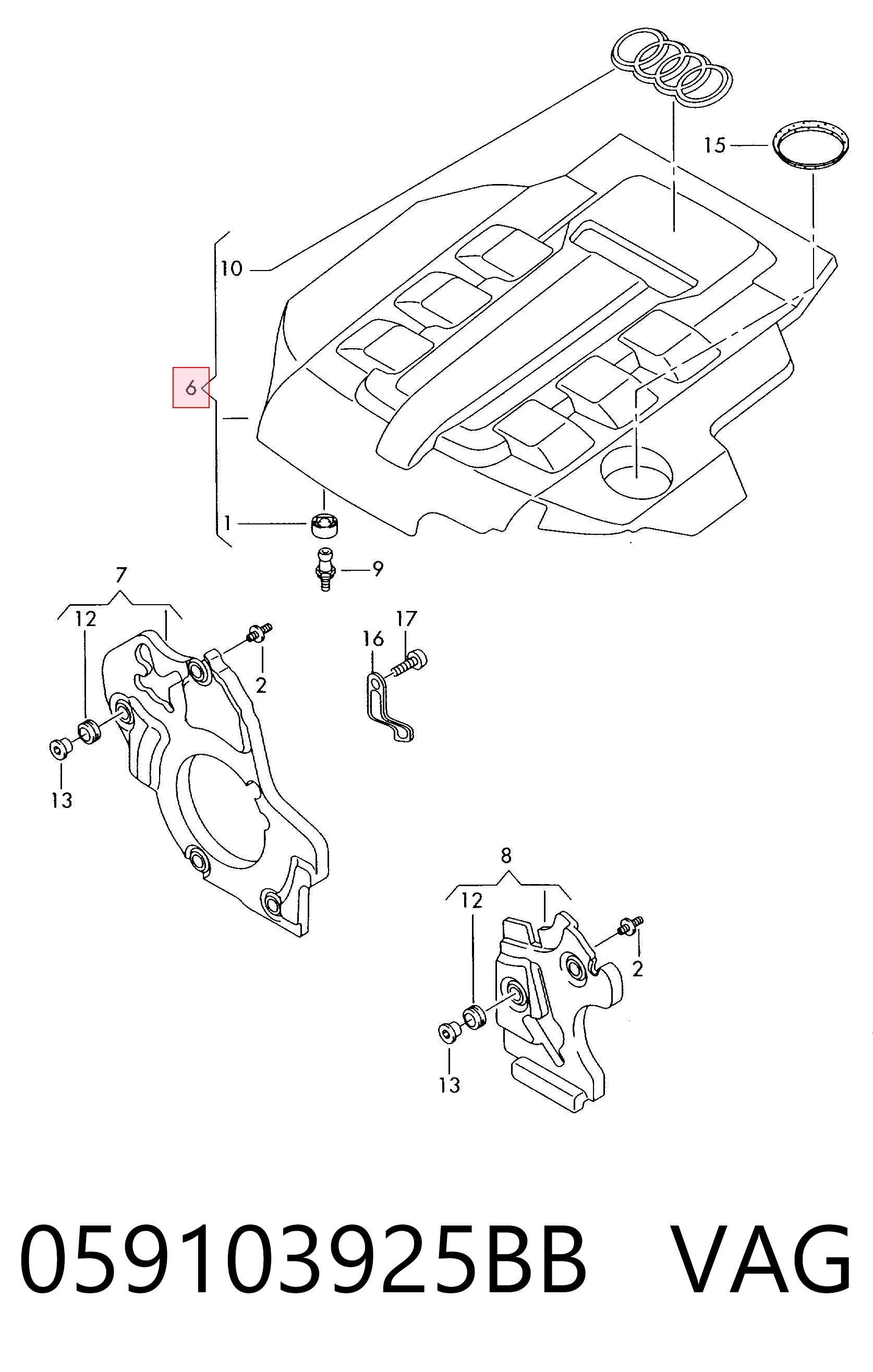 Tapa motor para Audi A6 4FH