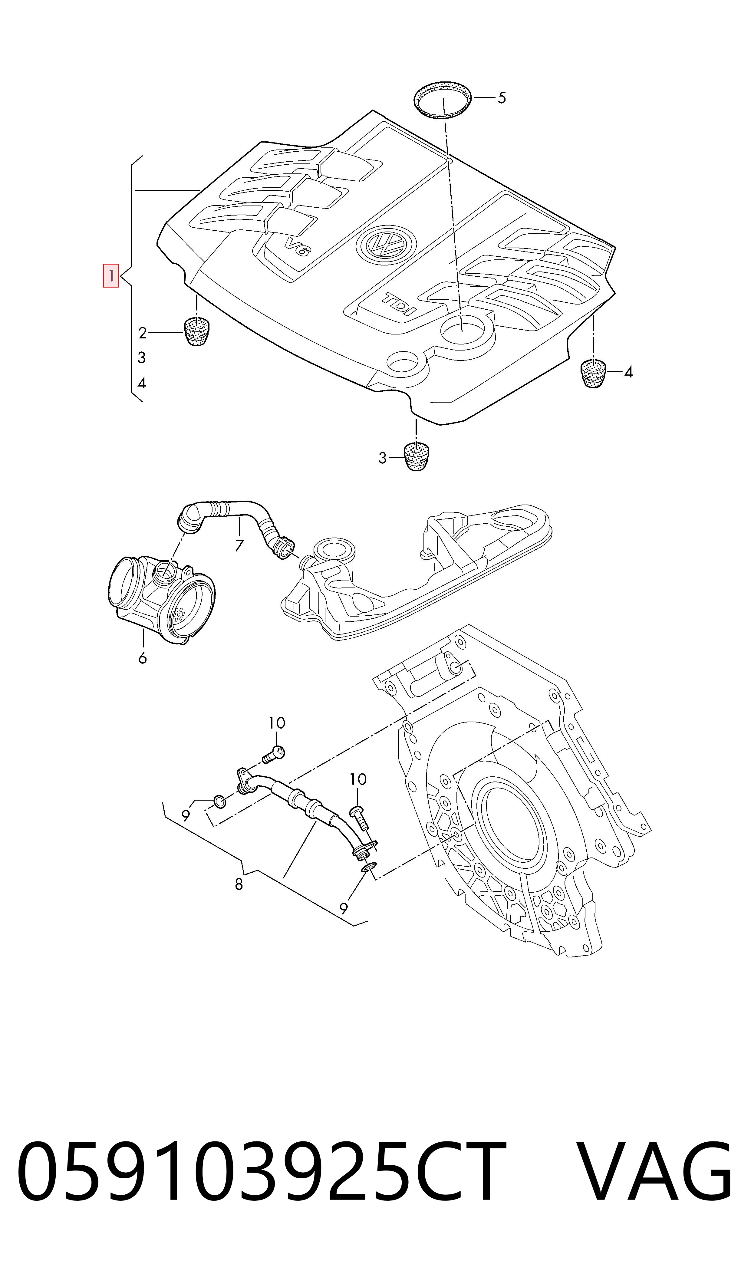 Tapa motor para Volkswagen AMAROK 2HA, 2HB, S1B, S6B, S7A, S7B