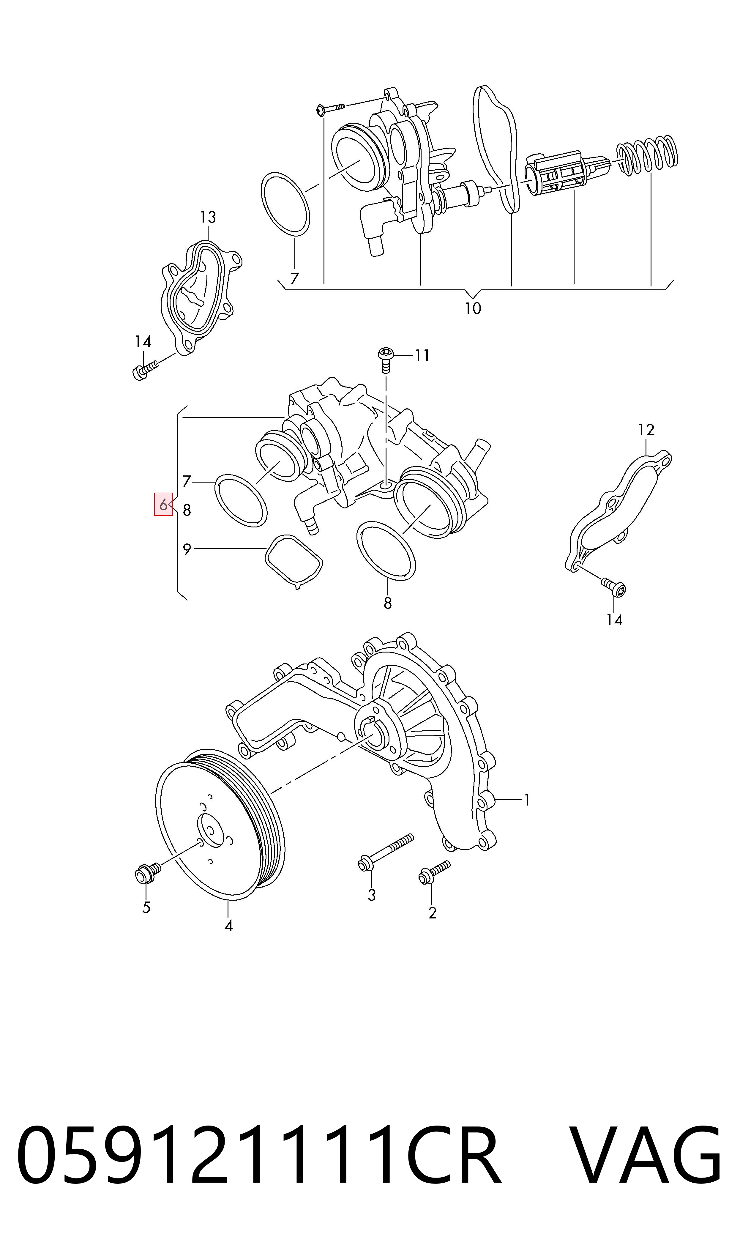 Comprar Carcasa del termostato Audi Q7  4MB, 4MG, 4MQ a bajo precio