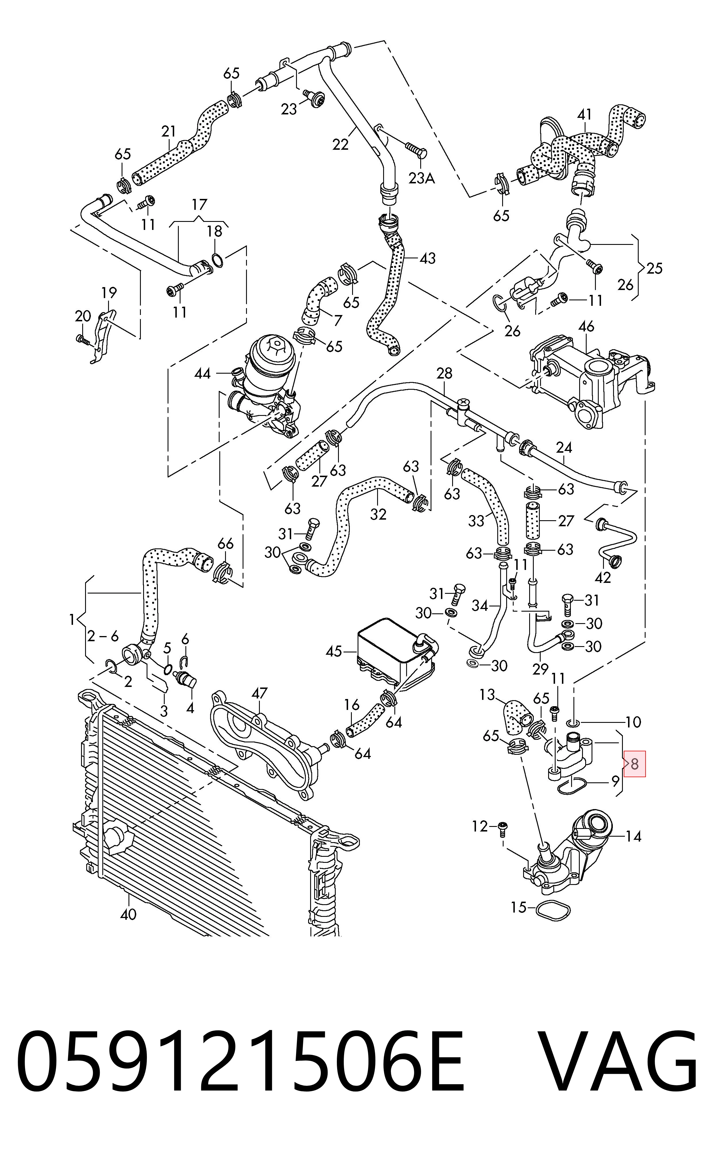 Brida del sistema de refrigeración (triple unión) 059121506E VAG