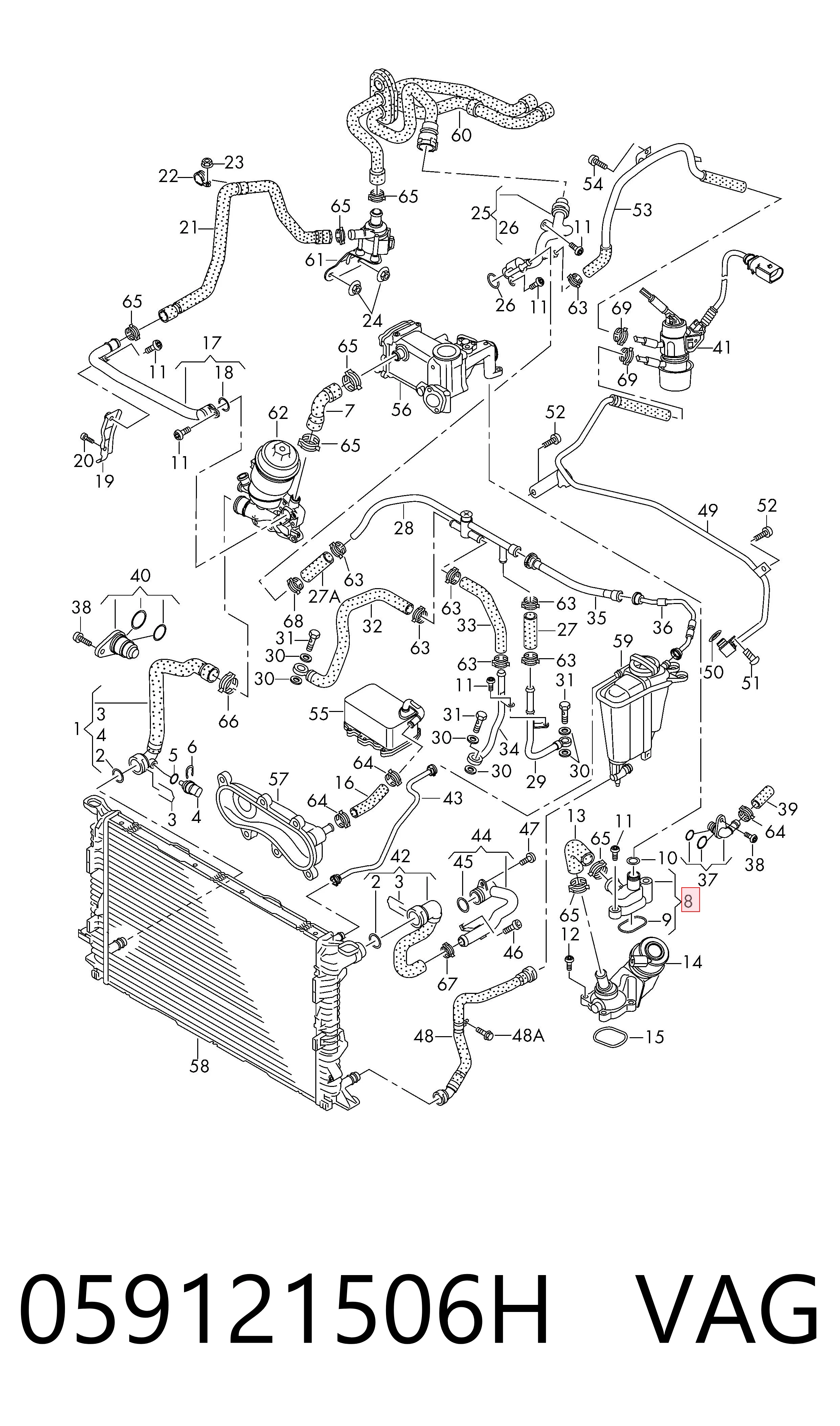 059121506H VAG Brida del sistema de refrigeración (triple unión)