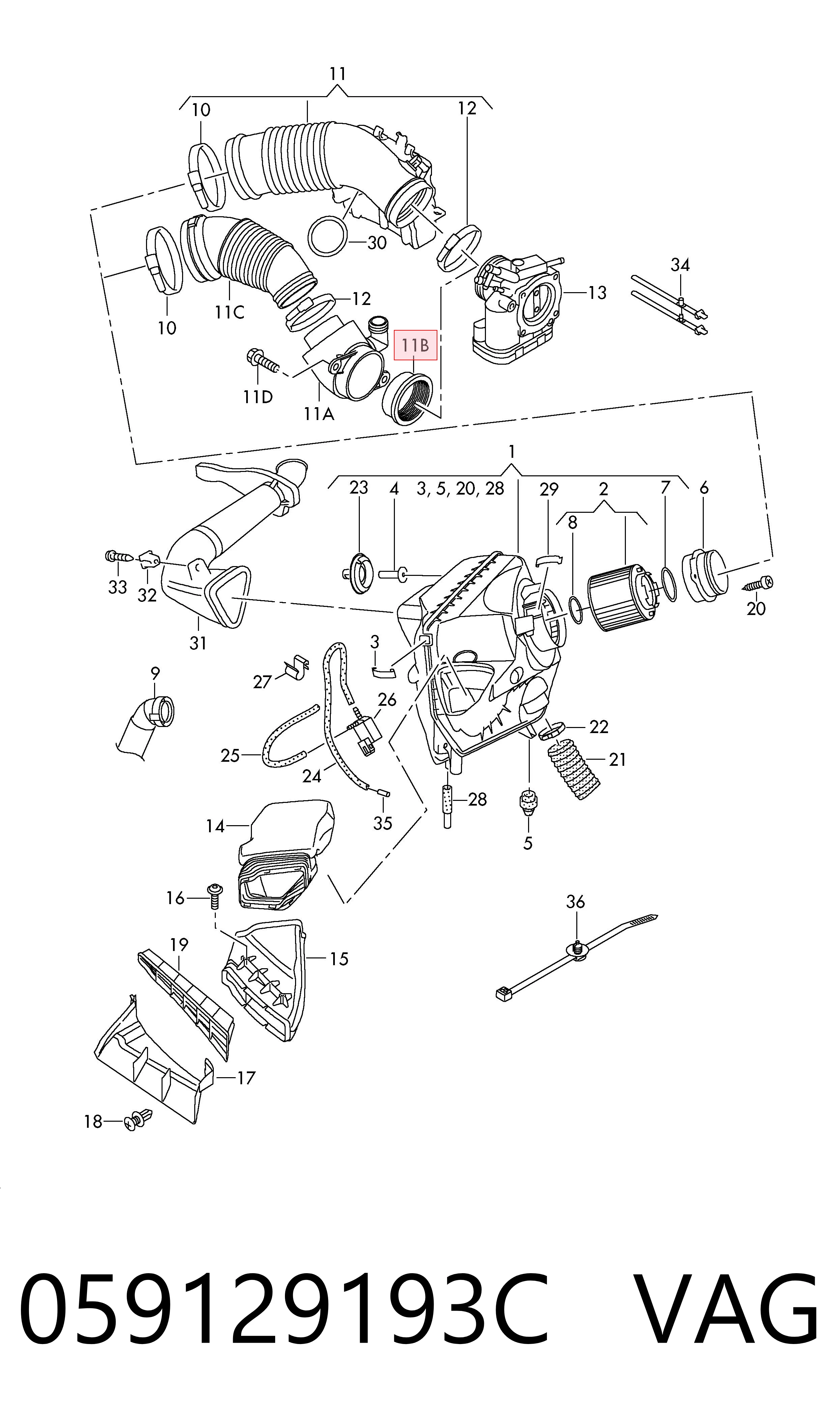 059129193C VAG Junta de turbocompresor de admisión
