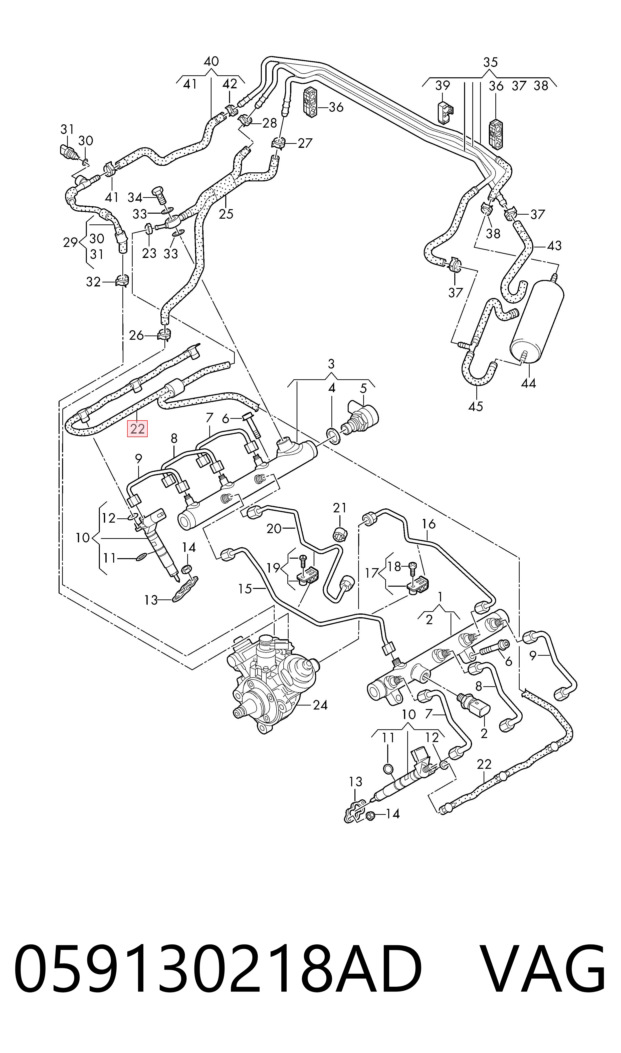 059130218AD VAG Tubo flexible, combustible de fuga 
