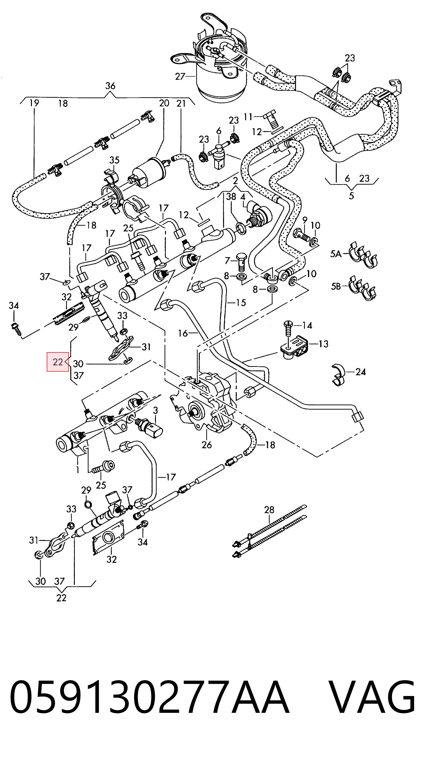 Inyector de combustible para Audi Q7  4LB