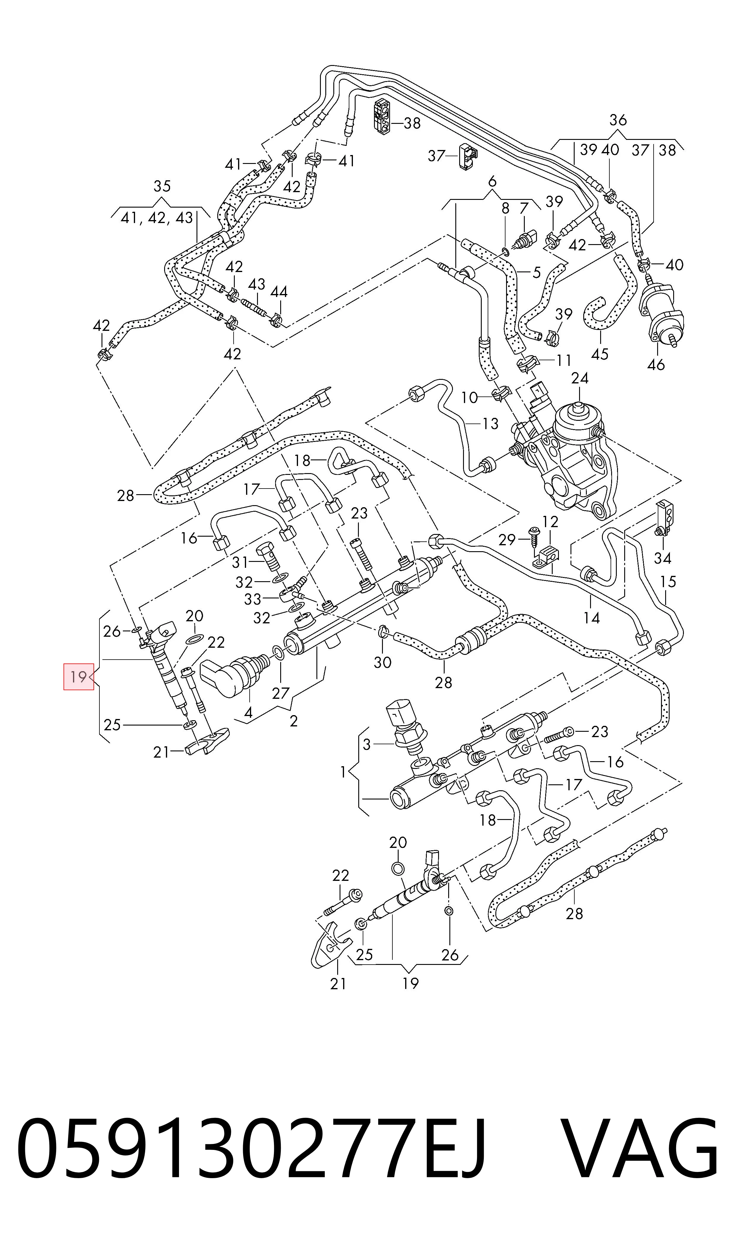 059130277EJ VAG Inyector de combustible