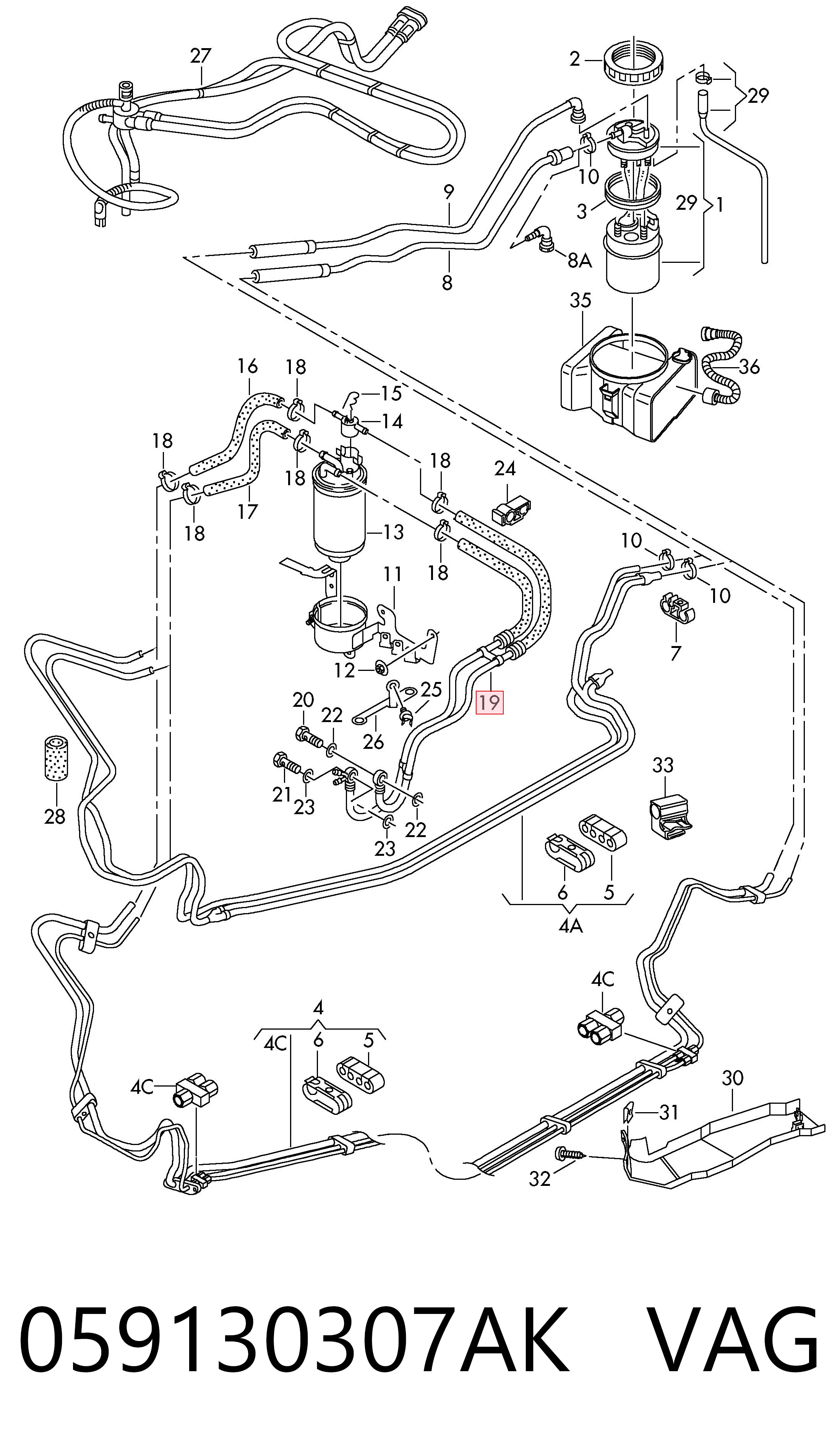 Juego de tuberías de combustible 059130307AK VAG