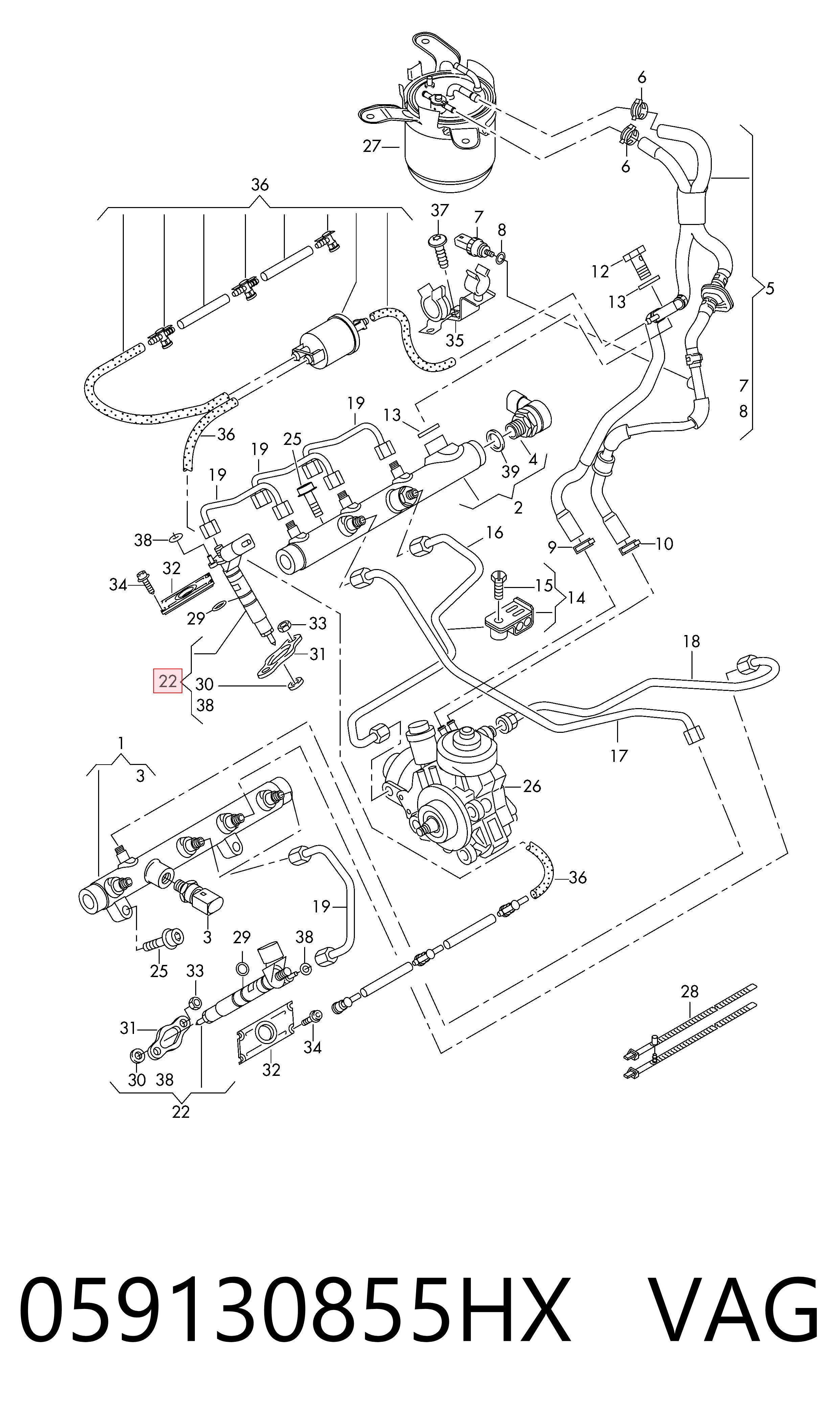 059130855HX VAG Inyector de combustible