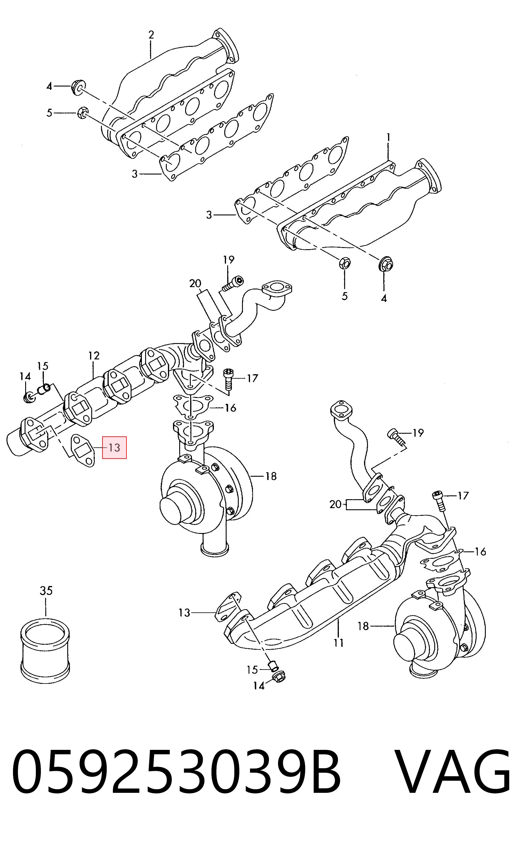 Junta de colector de escape para Audi A6  (4B2, 4B4)