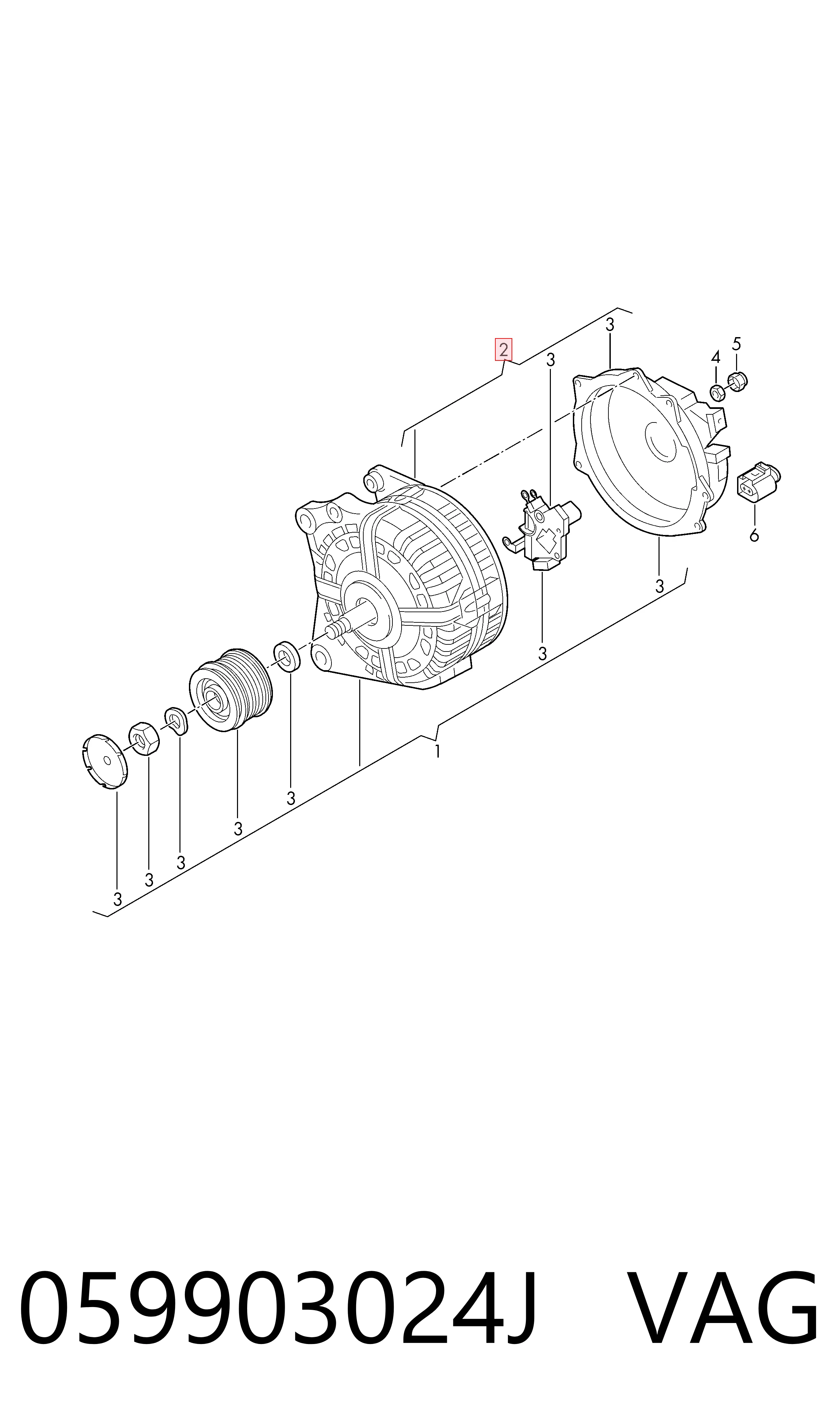 059903024J VAG Alternador de coche