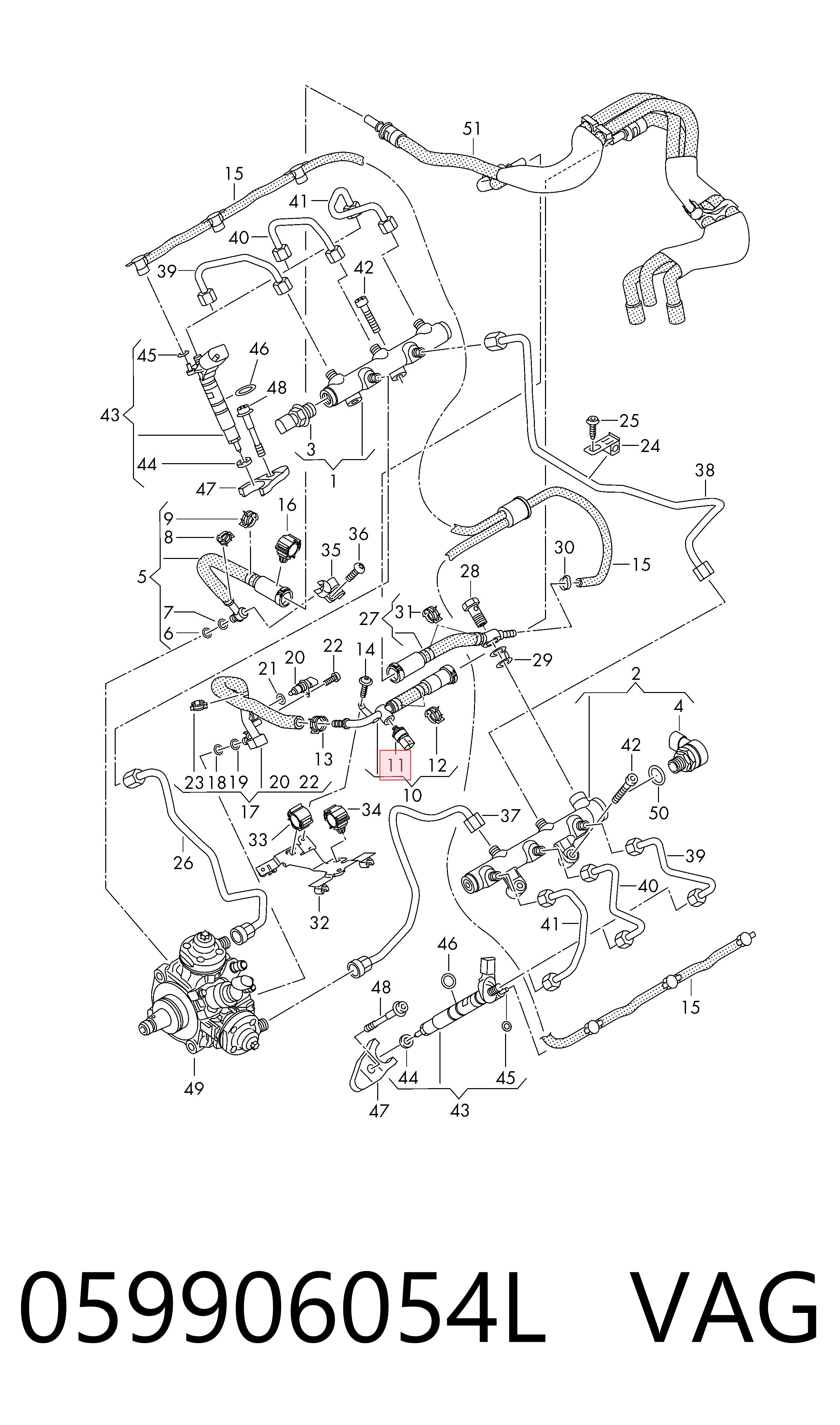 059906054L VAG Sensor de presión de combustible