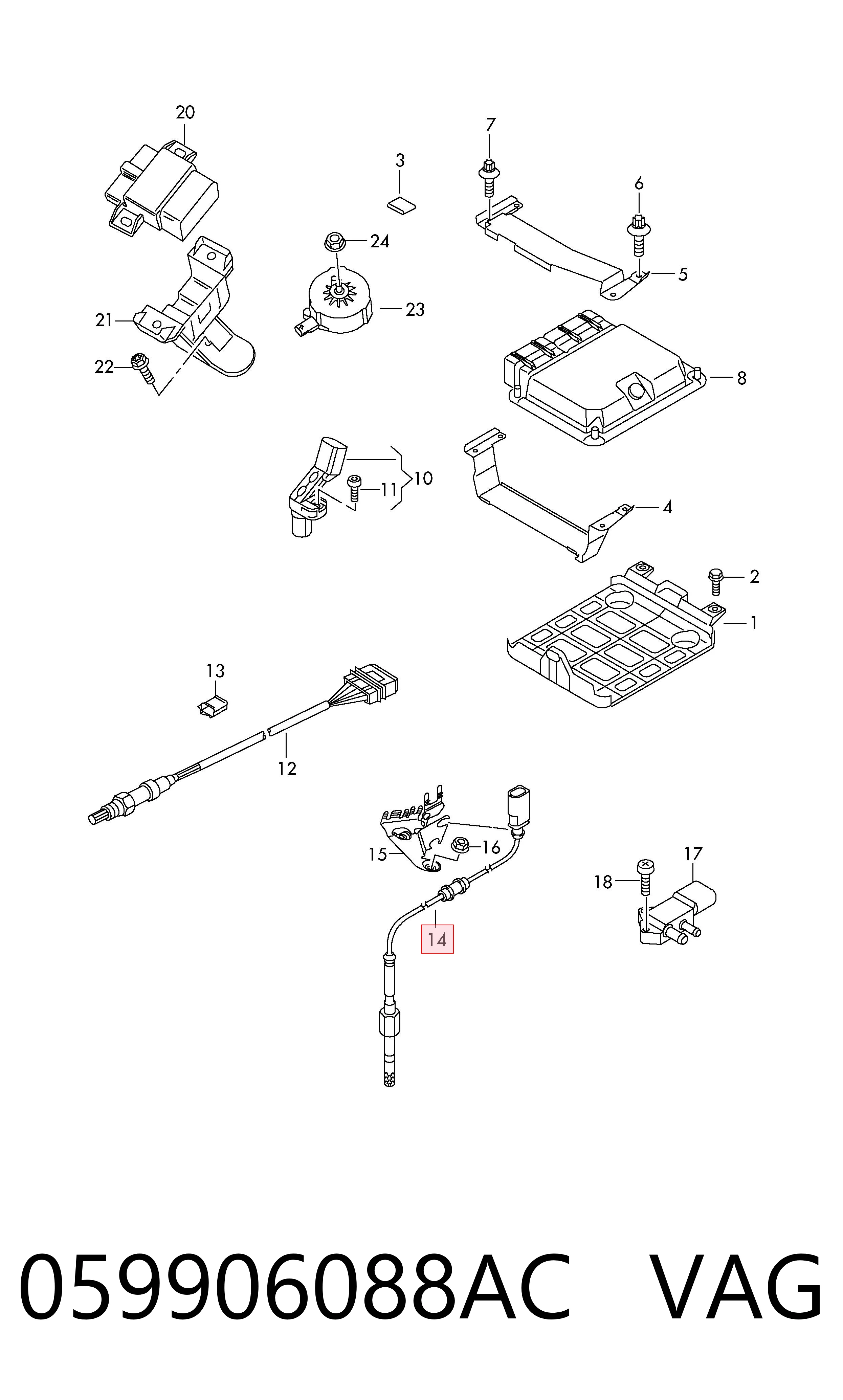 059906088AC VAG Sensor de temperatura de gases de escape después del filtro de partículas
